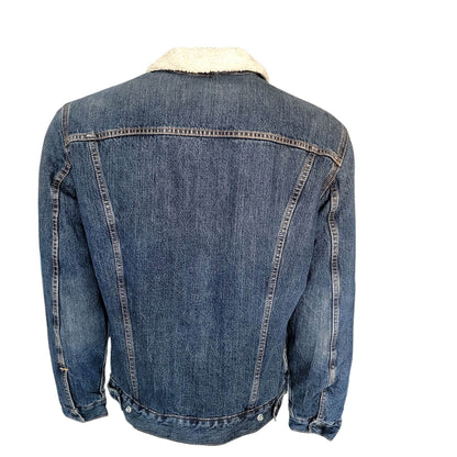 Levi’s Blue Sherpa Lined Trucker Jacket – Size M - USASTARFASHION