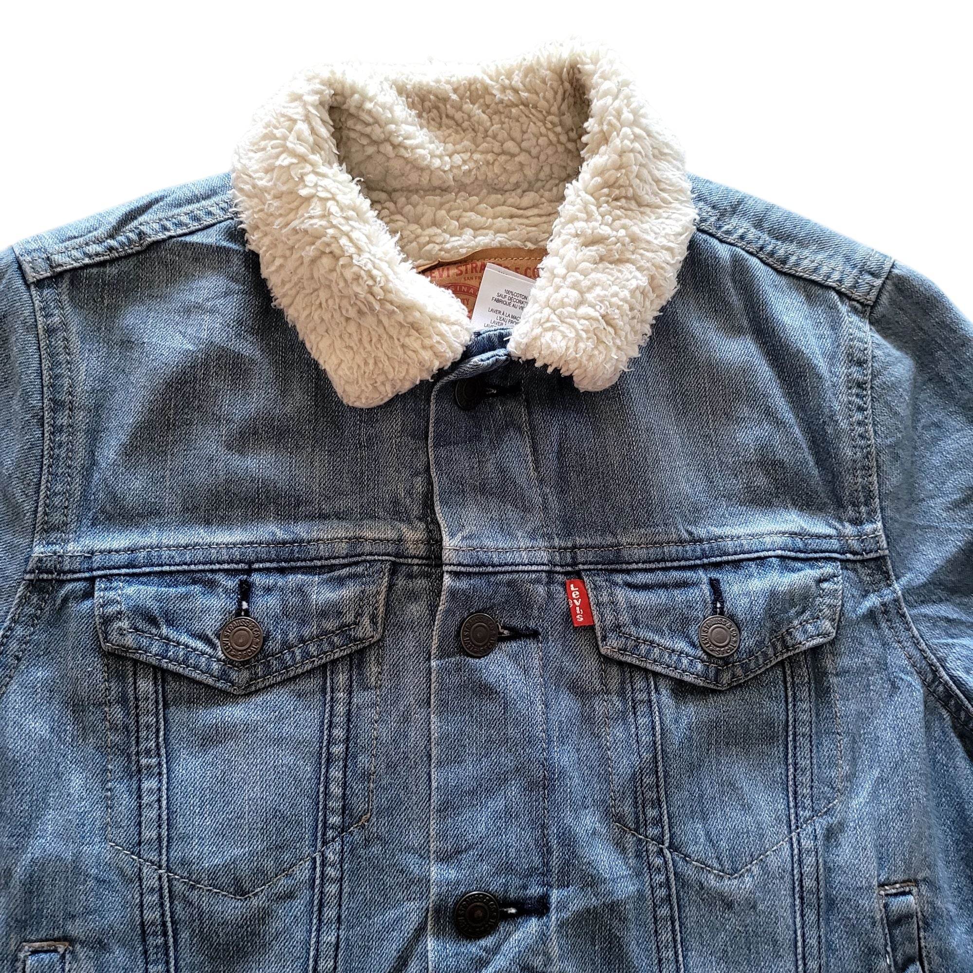 Vintage Levi’s Sherpa Denim Trucker Jacket – Youth M (10–12) - USASTARFASHION