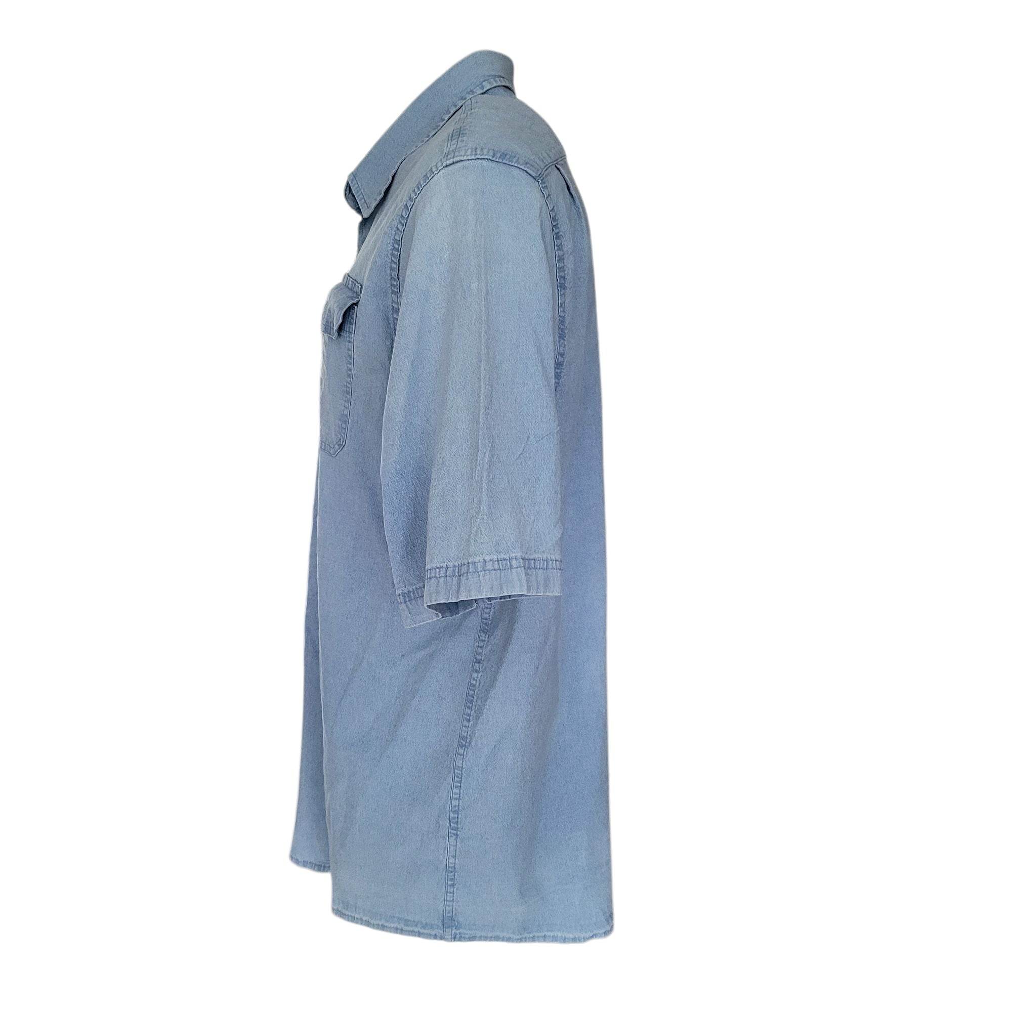 Vintage Wrangler Comfort Flex Denim Shirt Light Blue – 2XT XXL Tall - USASTARFASHION