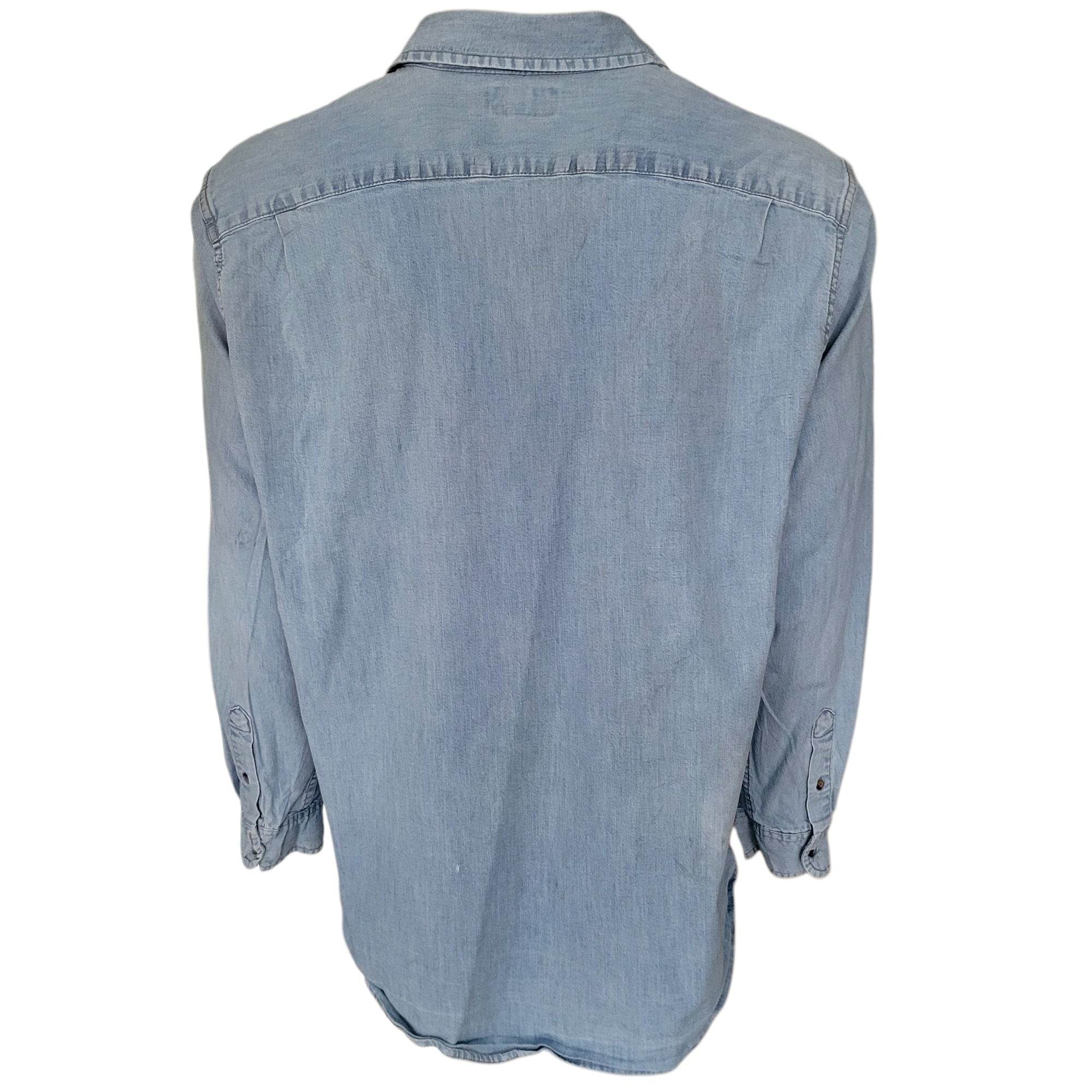 Vintage Wrangler Denim Pearl Snap Shirt – XL, Light Blue - USASTARFASHION