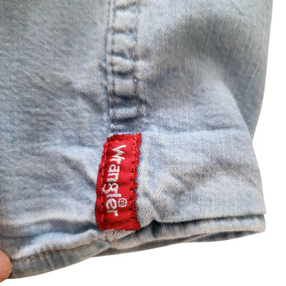 Vintage Wrangler Denim Pearl Snap Shirt – XL, Light Blue - USASTARFASHION