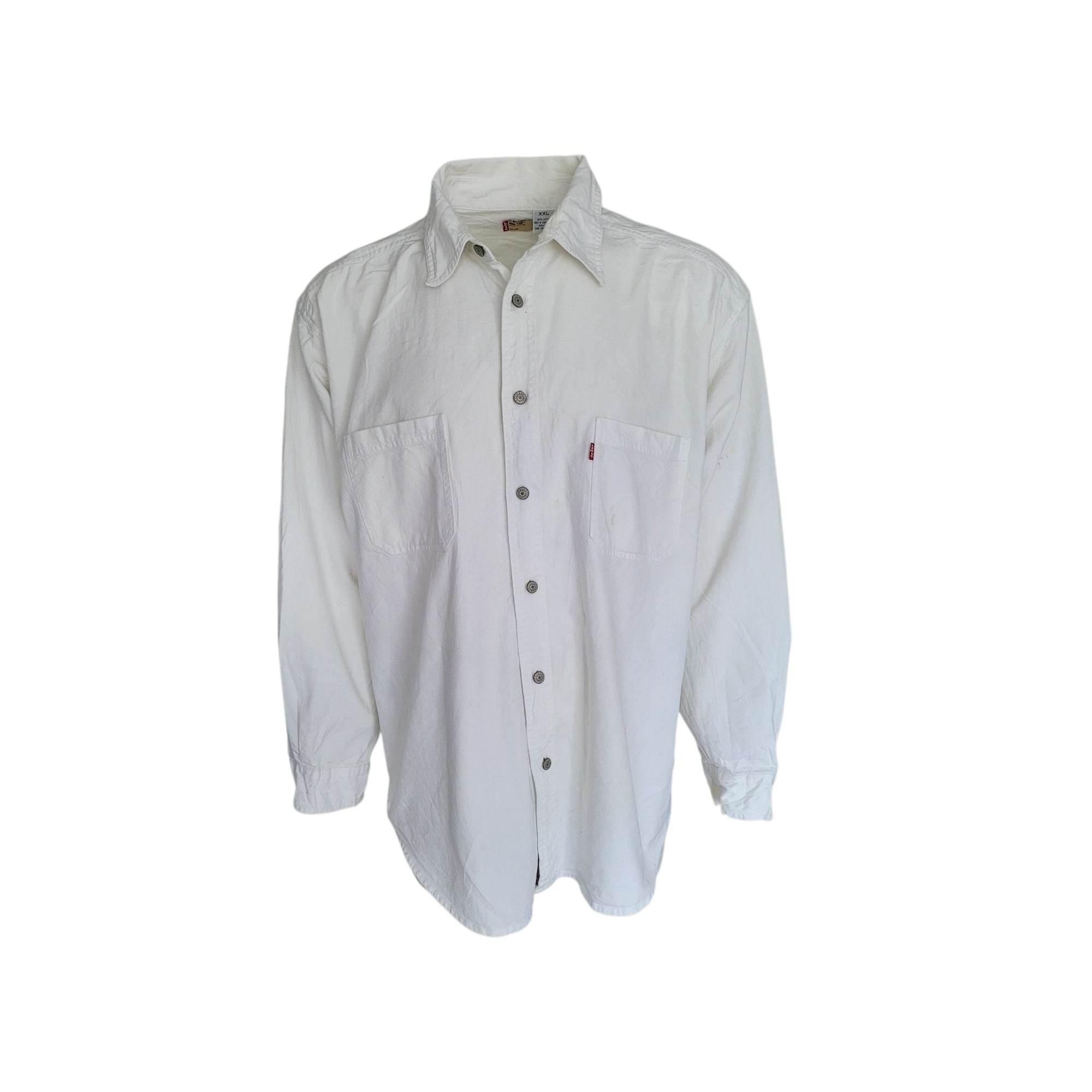 Vintage Levi’s White Denim Shirt – XXL, Red Tab, USA Style - USASTARFASHION