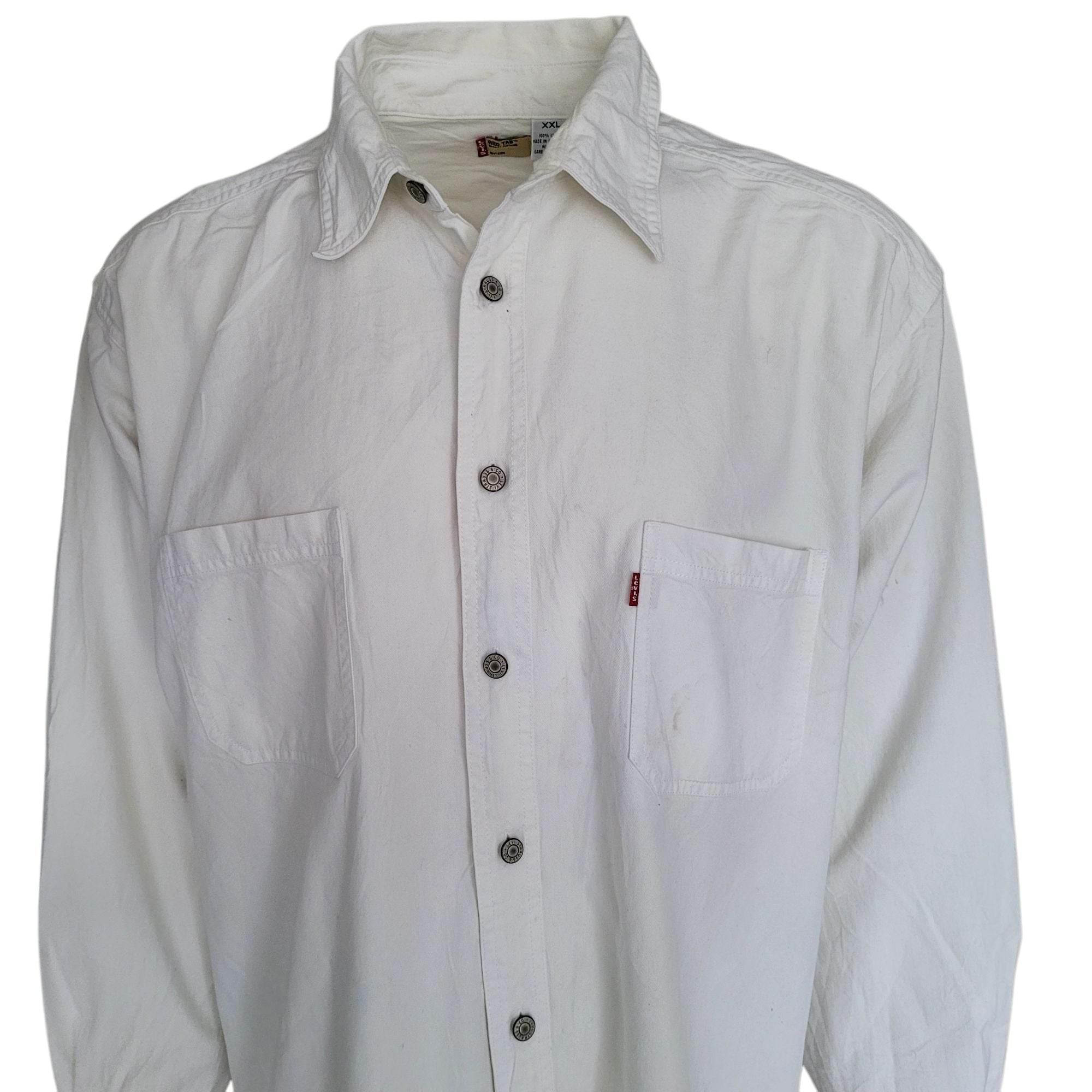 Vintage Levi’s White Denim Shirt – XXL, Red Tab, USA Style - USASTARFASHION
