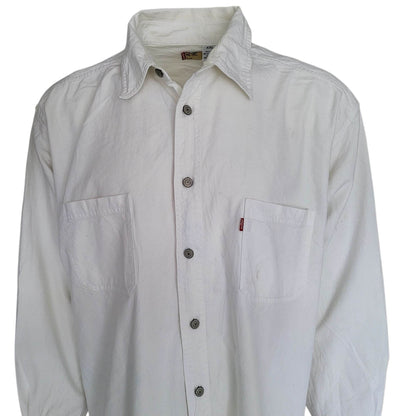 Vintage Levi’s White Denim Shirt – XXL, Red Tab, USA Style - USASTARFASHION