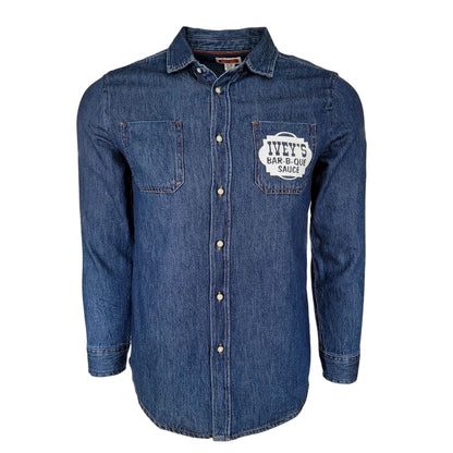 Vintage Wrangler Ivey’s Bar - B - Que Denim Shirt – XL (Husky) - USASTARFASHION