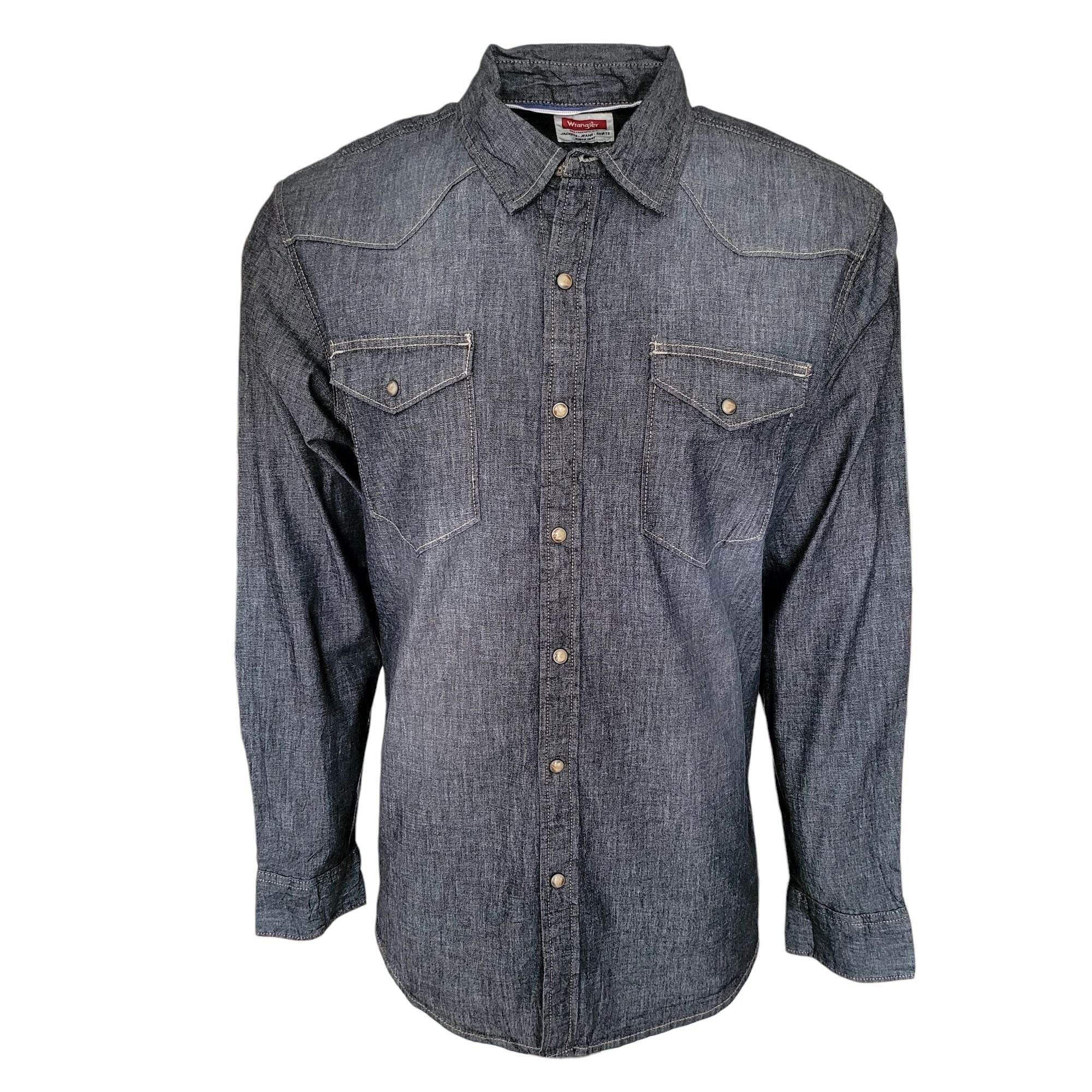 Vintage Wrangler Western Black Denim Shirt – Size L - USASTARFASHION