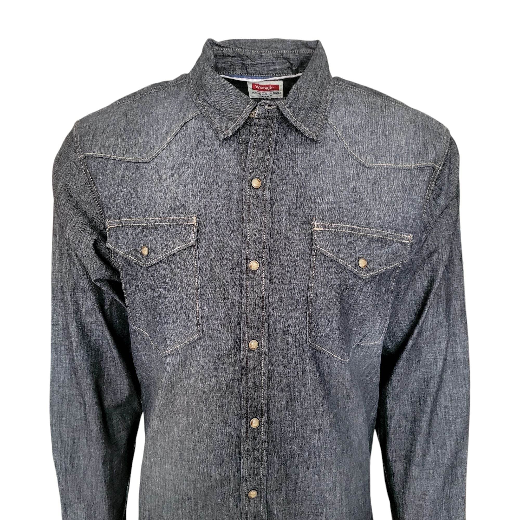 Vintage Wrangler Western Black Denim Shirt – Size L - USASTARFASHION