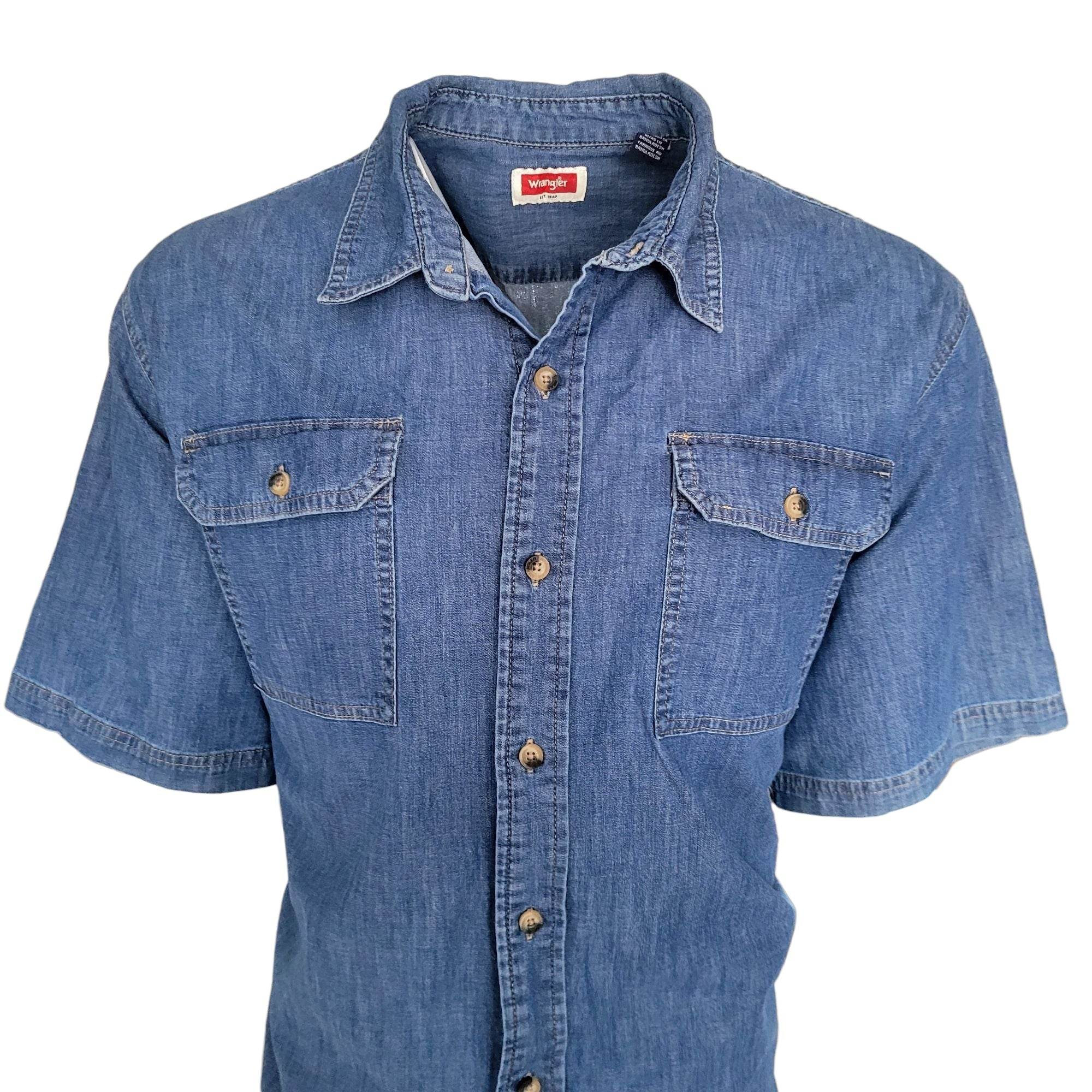 Vintage Wrangler Short Sleeve Denim Shirt – Size 2XL - USASTARFASHION