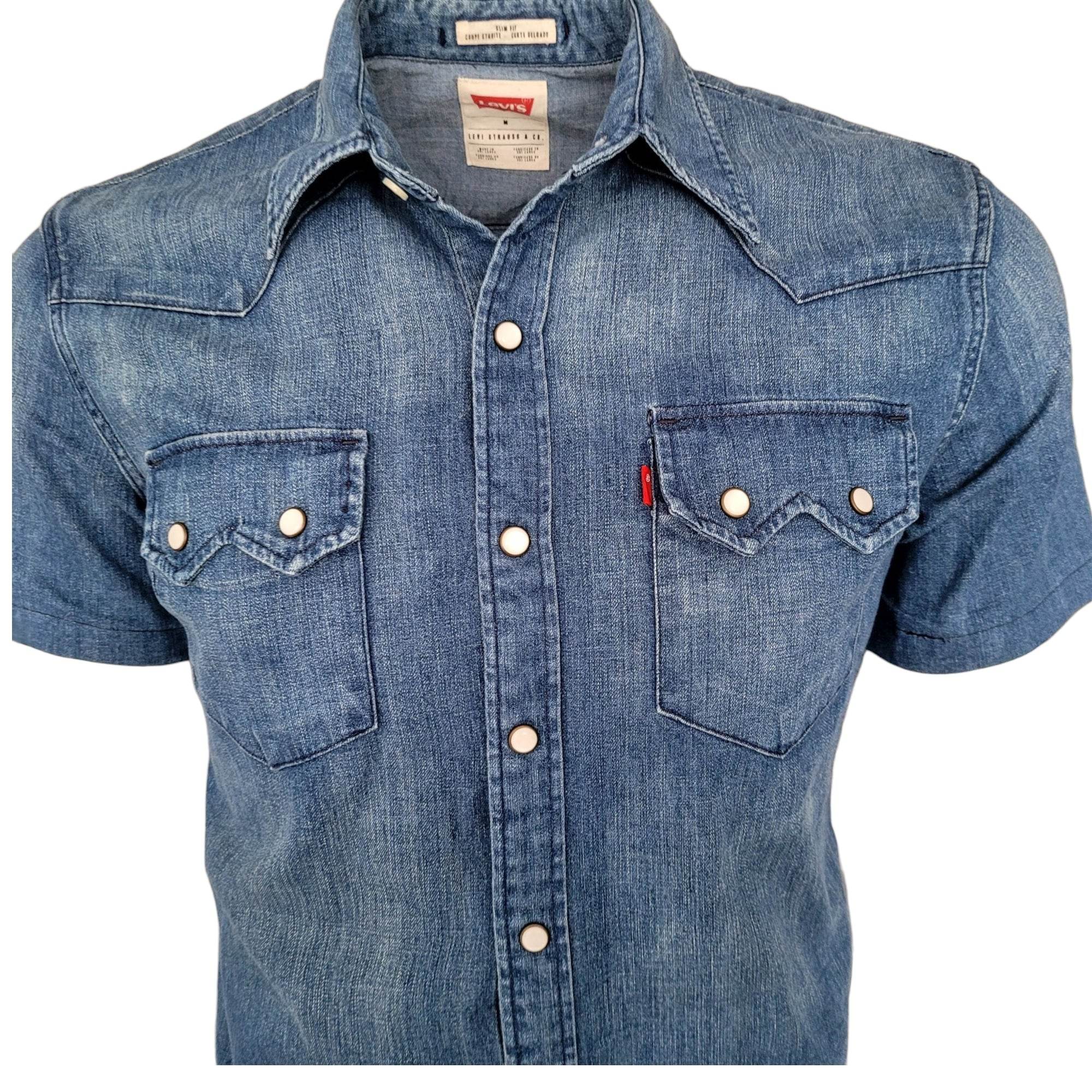 Vintage Levi’s Western Short Sleeve Denim Shirt – Size M - USASTARFASHION