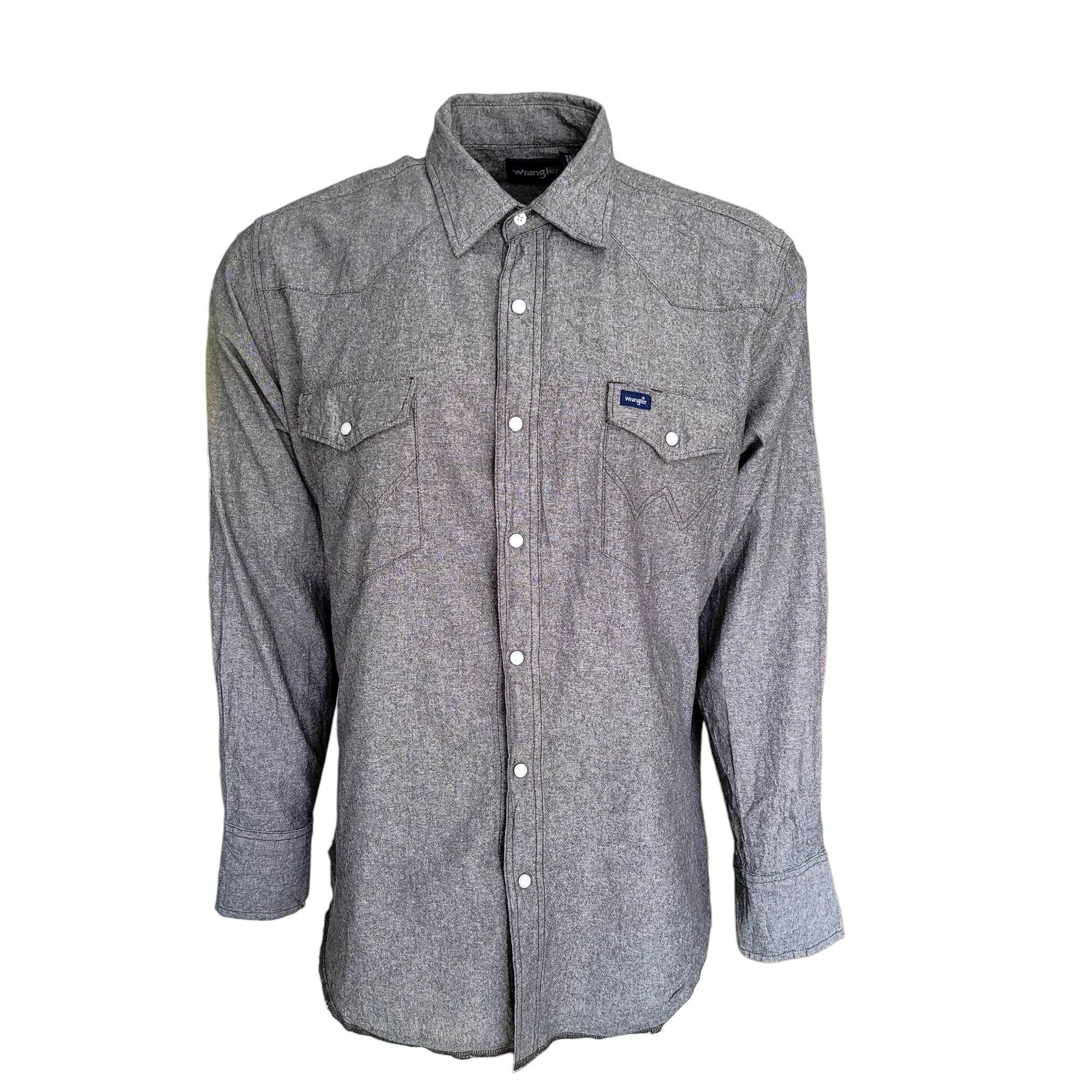 Vintage Wrangler Western Snap Shirt – Grey, Size XL - USASTARFASHION