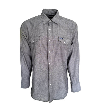 Vintage Wrangler Western Snap Shirt – Grey, Size XL - USASTARFASHION