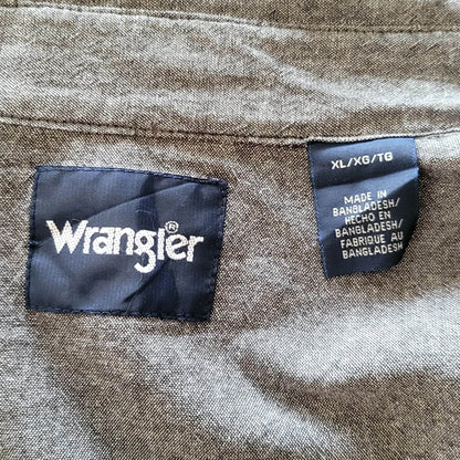 Vintage Wrangler Western Snap Shirt – Grey, Size XL - USASTARFASHION