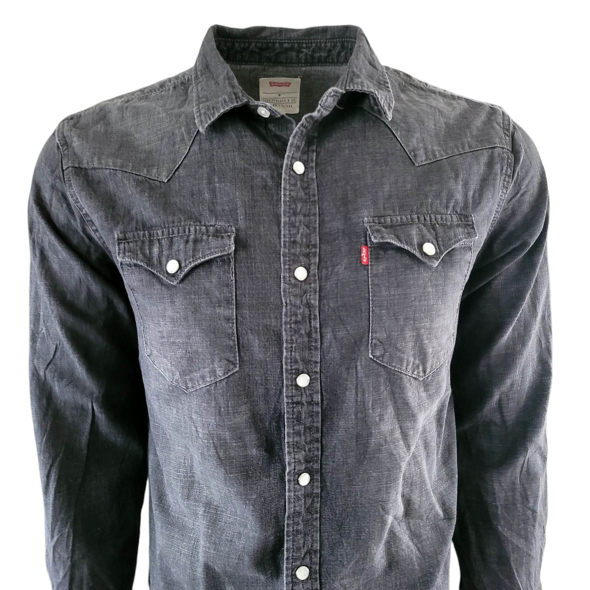 Vintage Levi’s Western Denim Shirt – Black, Size M - USASTARFASHION