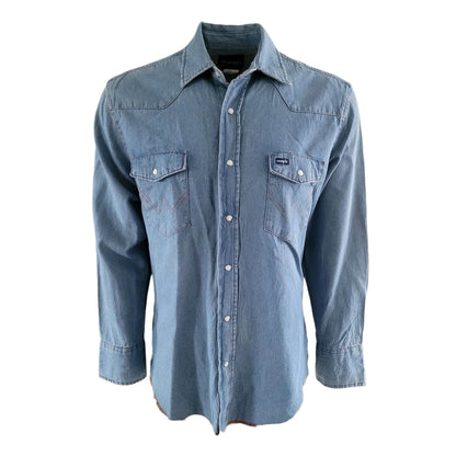 Vintage Wrangler Cowboy Cut Denim Shirt – Size L, NWOT - USASTARFASHION