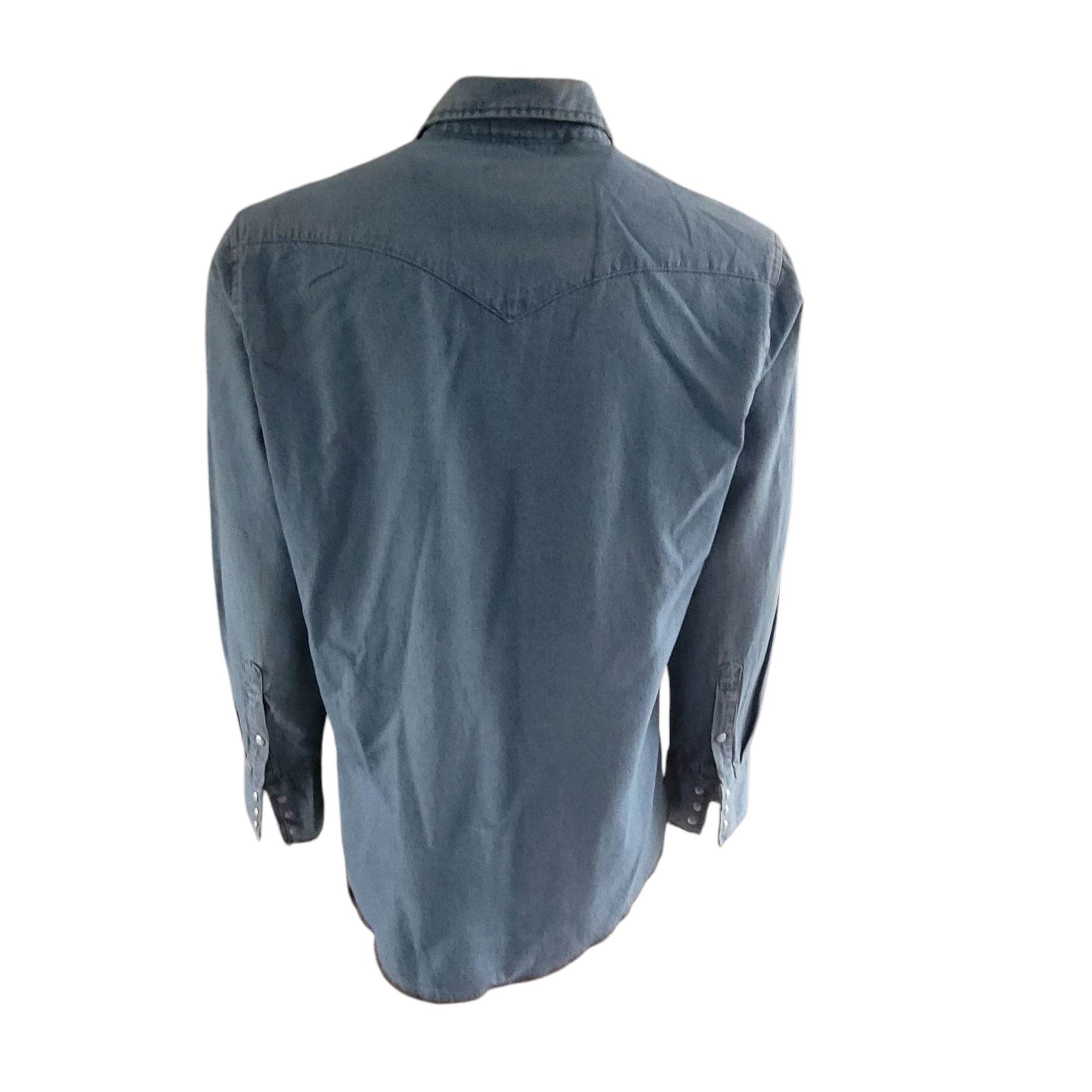 Vintage Wrangler Cowboy Cut Denim Shirt – Size L, NWOT - USASTARFASHION