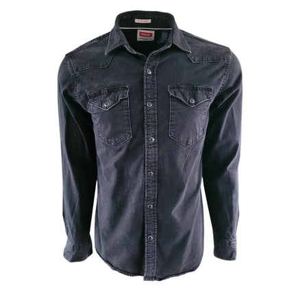 Vintage Wrangler Flex Western Shirt – Faded Black, Size M - USASTARFASHION