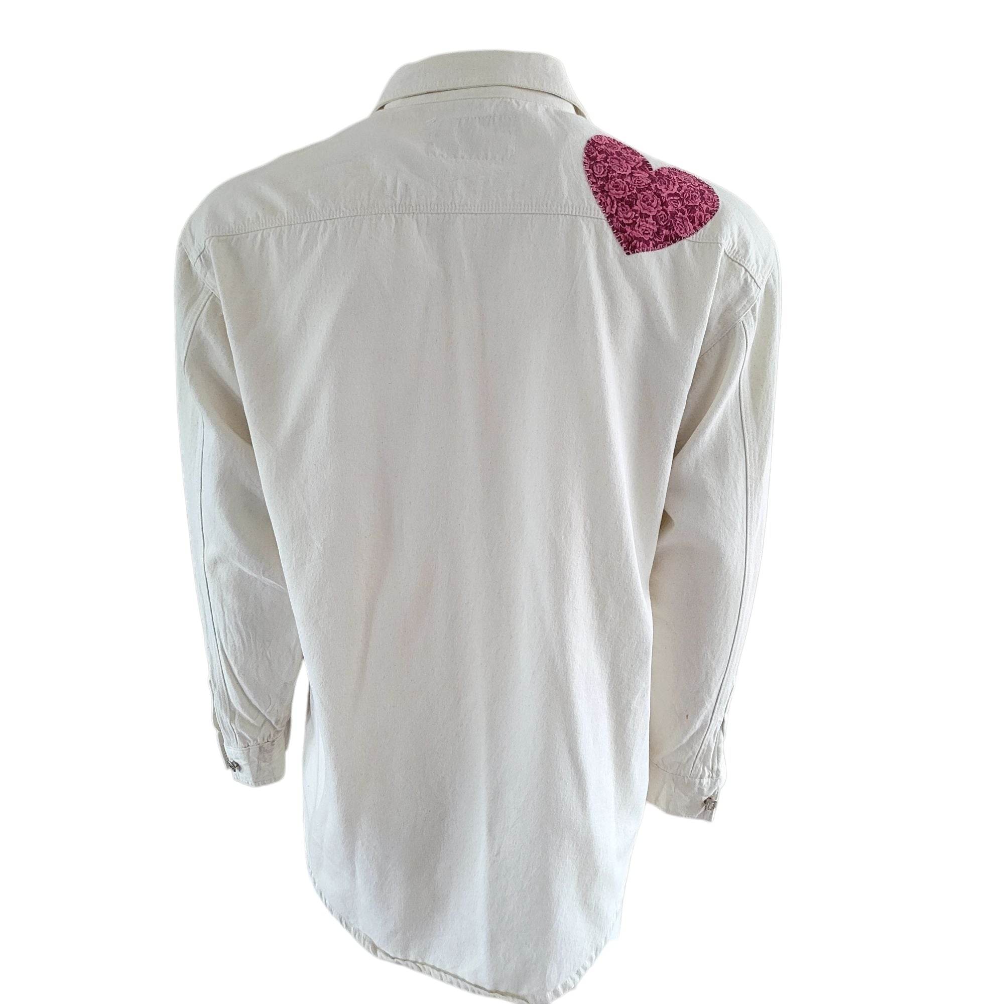 Vintage Milano Bay Western Shirt – White Floral, Size M - USASTARFASHION