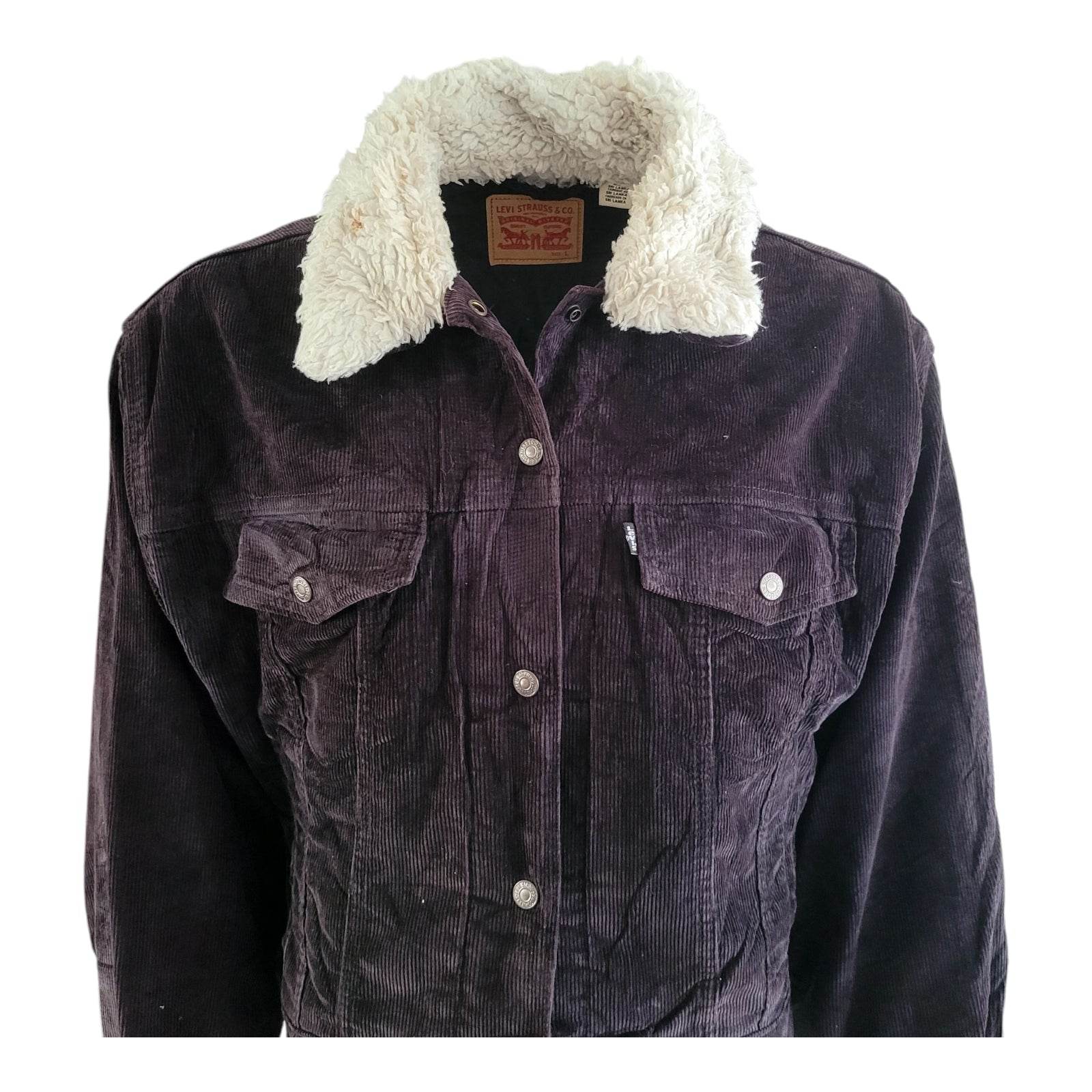 Levi’s Sherpa Lined Corduroy Trucker Jacket – Size L - USASTARFASHION