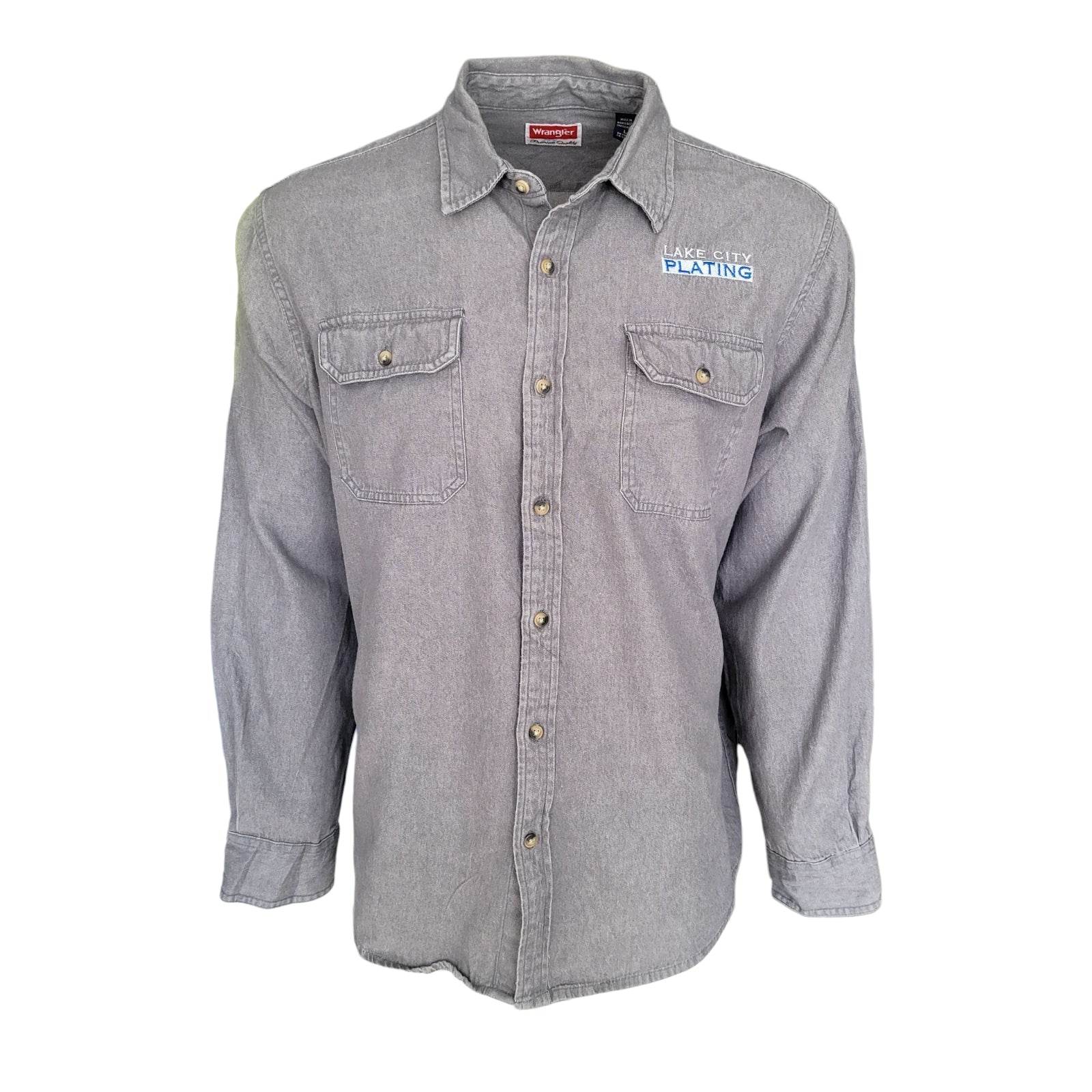 Wrangler Grey Work Shirt – Size L - USASTARFASHION