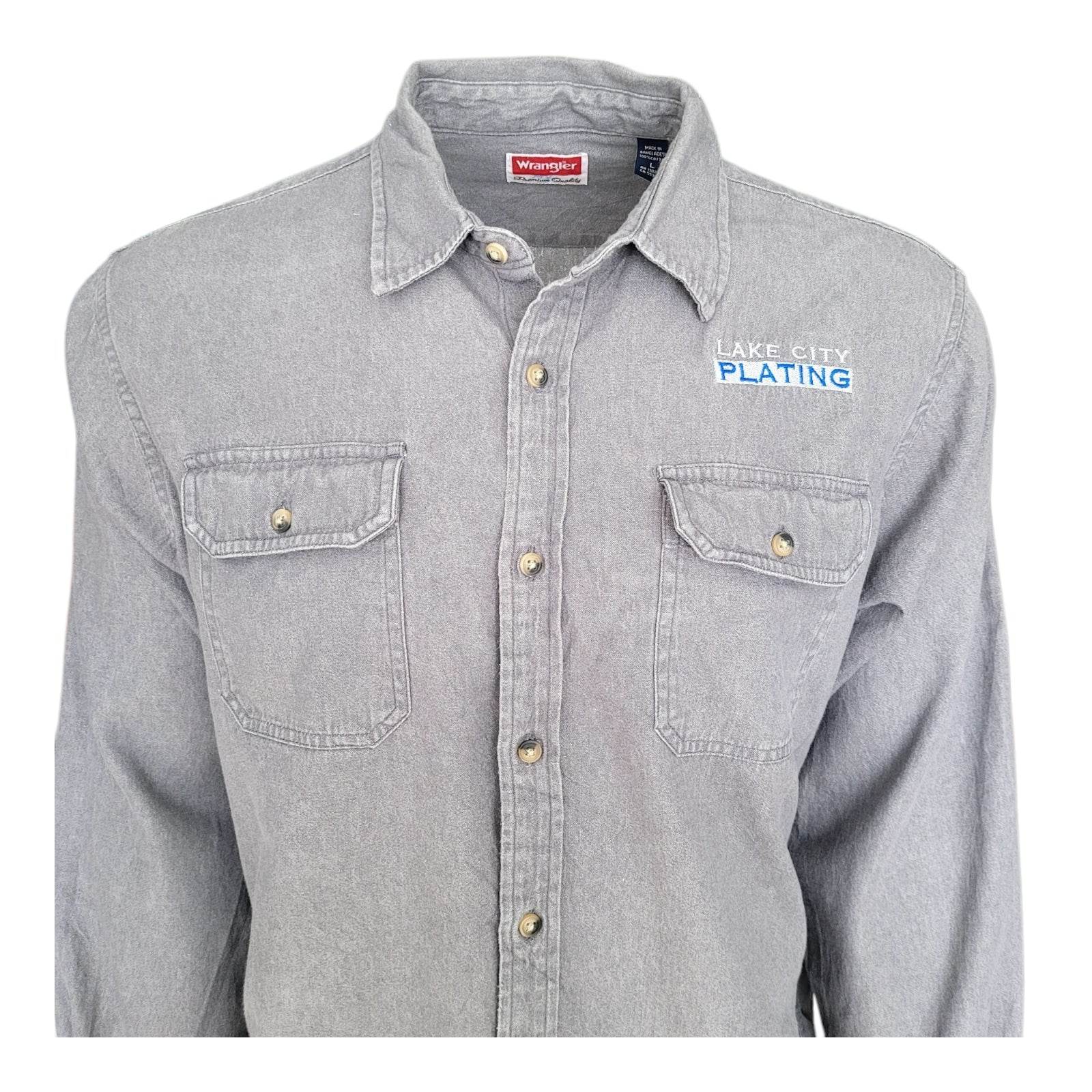 Wrangler Grey Work Shirt – Size L - USASTARFASHION
