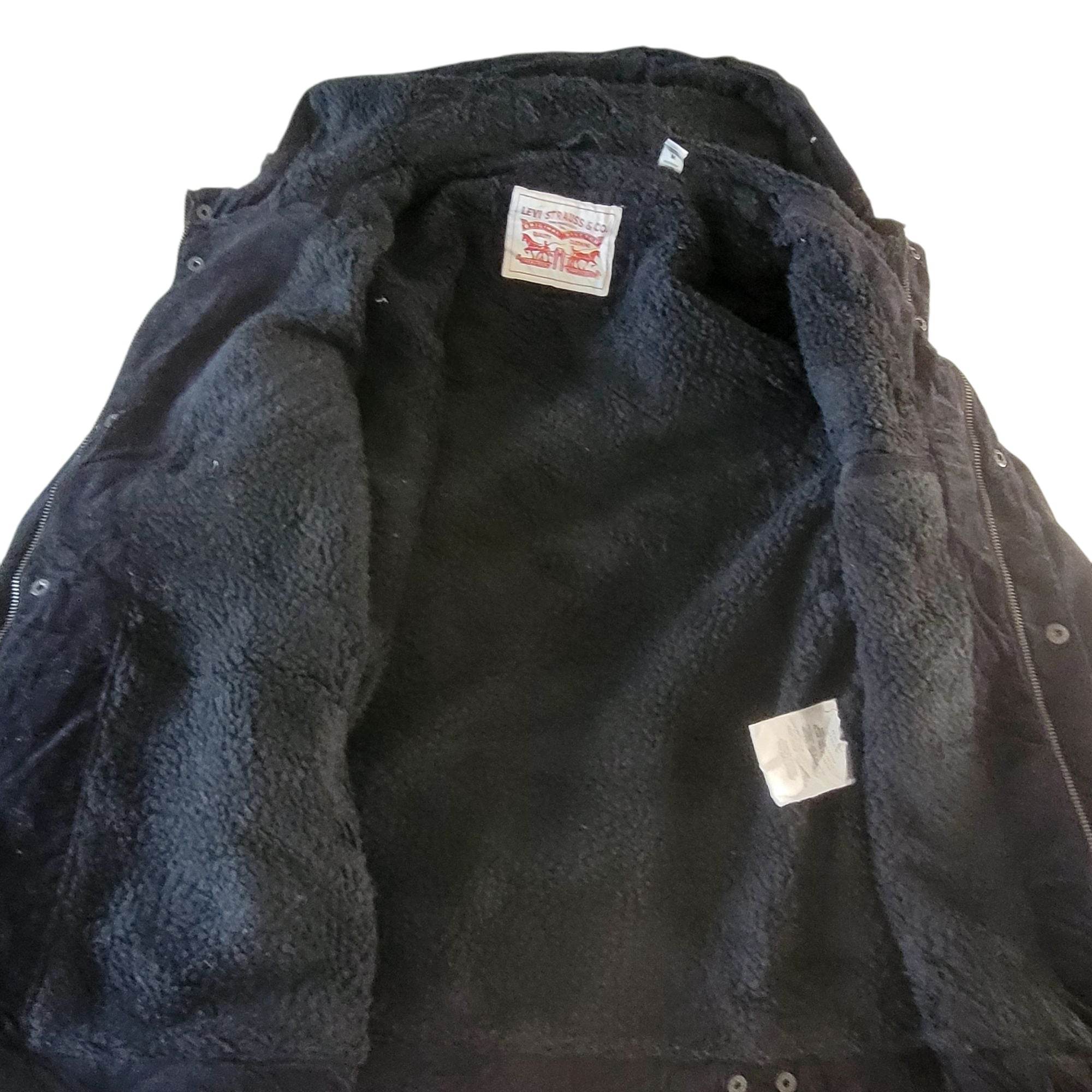 Levi’s Black Corduroy Sherpa Jacket with Hood – Size M - USASTARFASHION