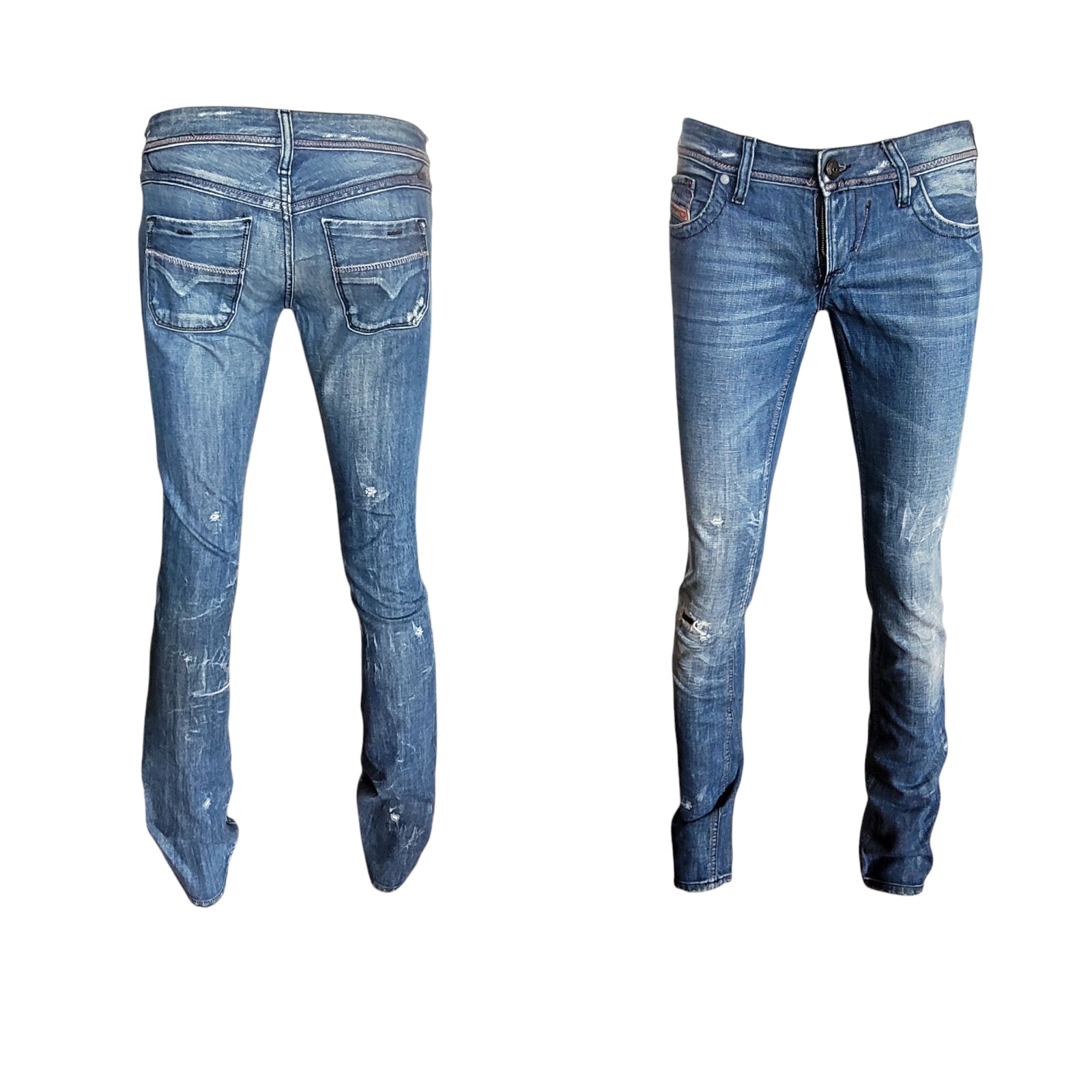 Diesel Lowky W27 L34 Women’s Distressed Bootcut Jeans – Italy - USASTARFASHION