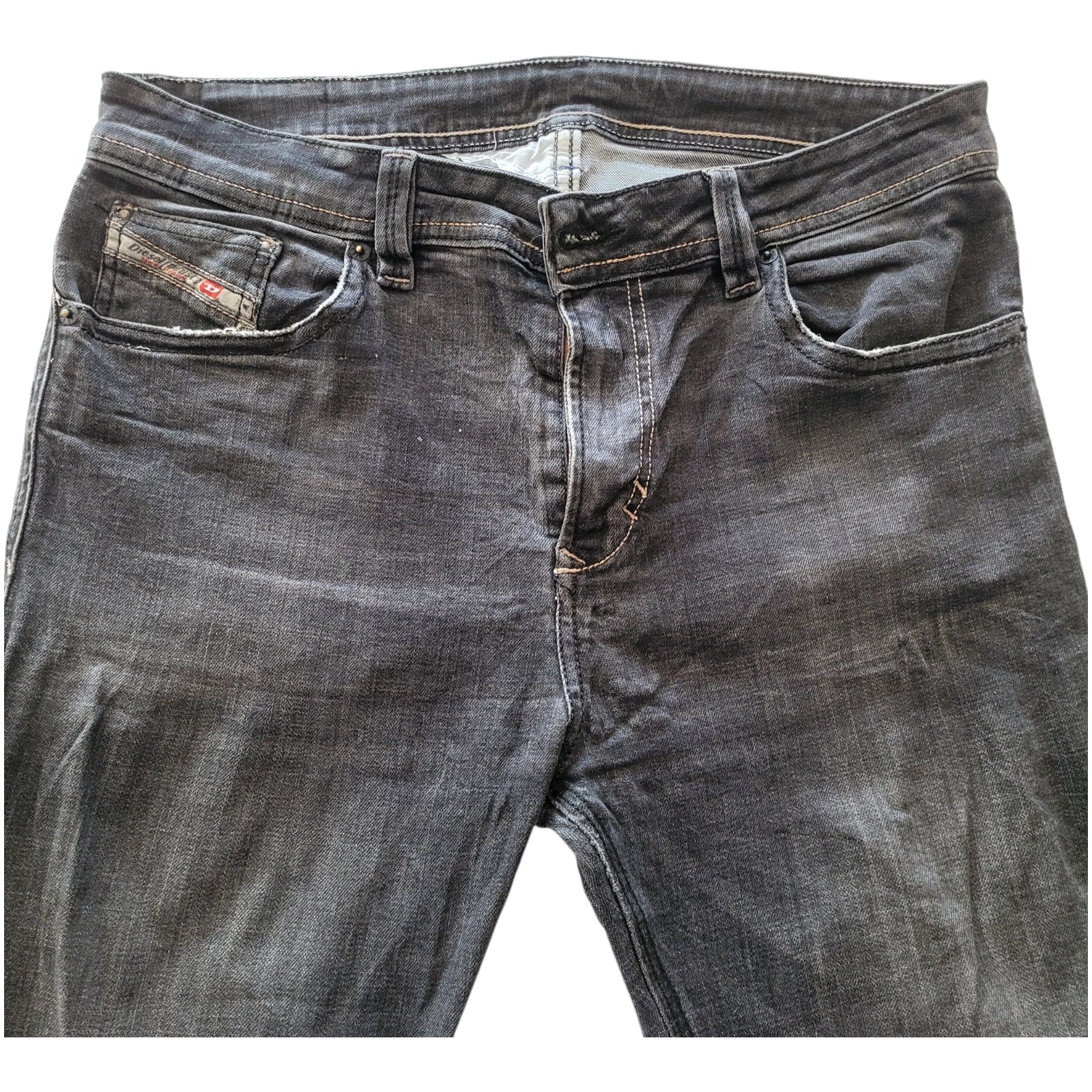 Vintage Diesel Industry Italy Jeans – W34 – Tapered Fit – Dark Grey - USASTARFASHION