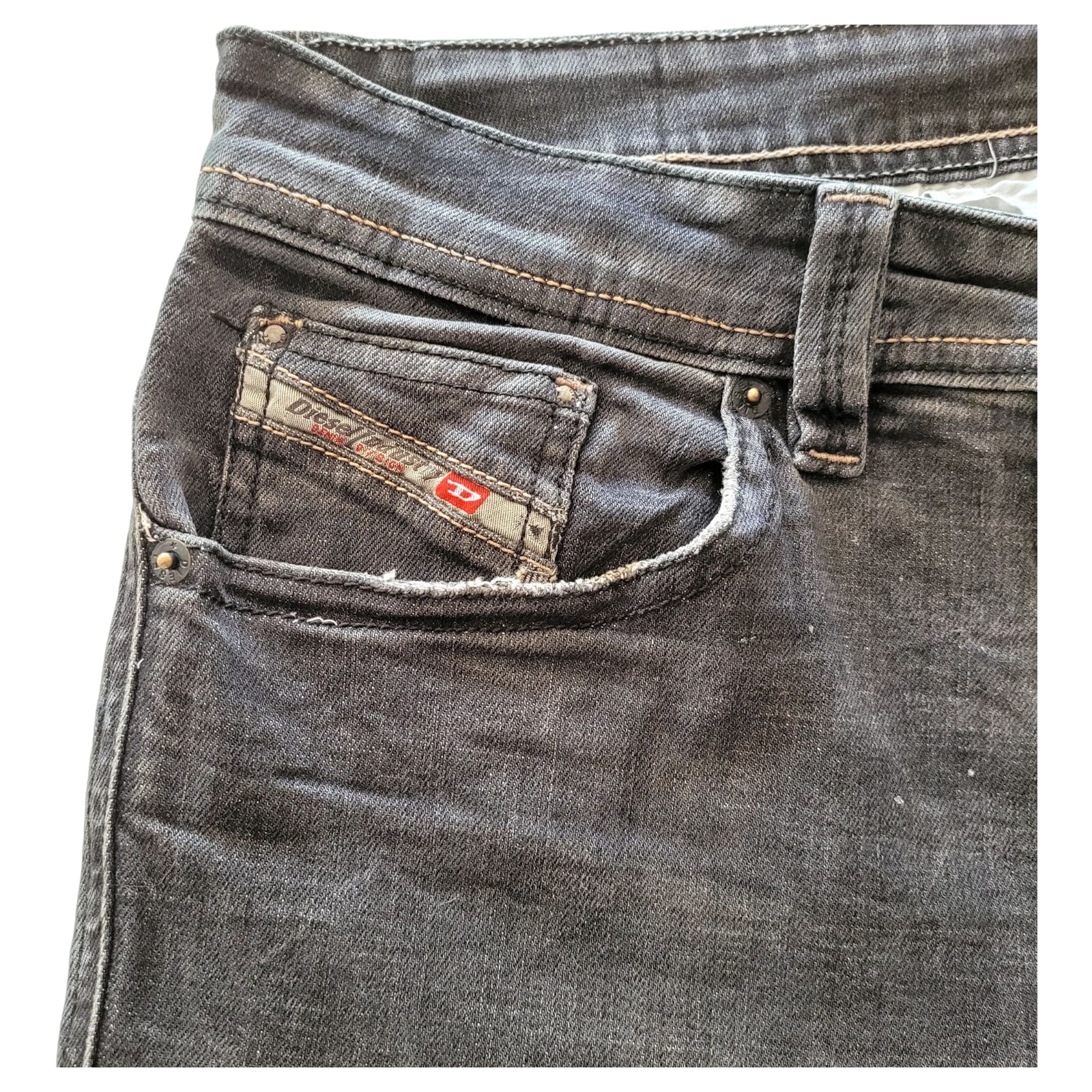 Vintage Diesel Industry Italy Jeans – W34 – Tapered Fit – Dark Grey - USASTARFASHION