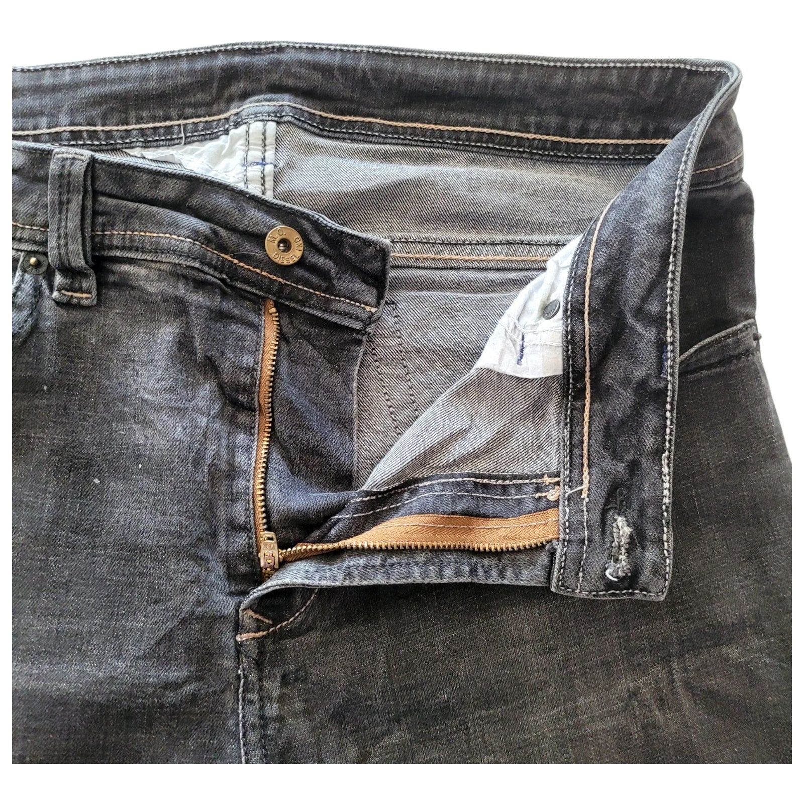Vintage Diesel Industry Italy Jeans – W34 – Tapered Fit – Dark Grey - USASTARFASHION