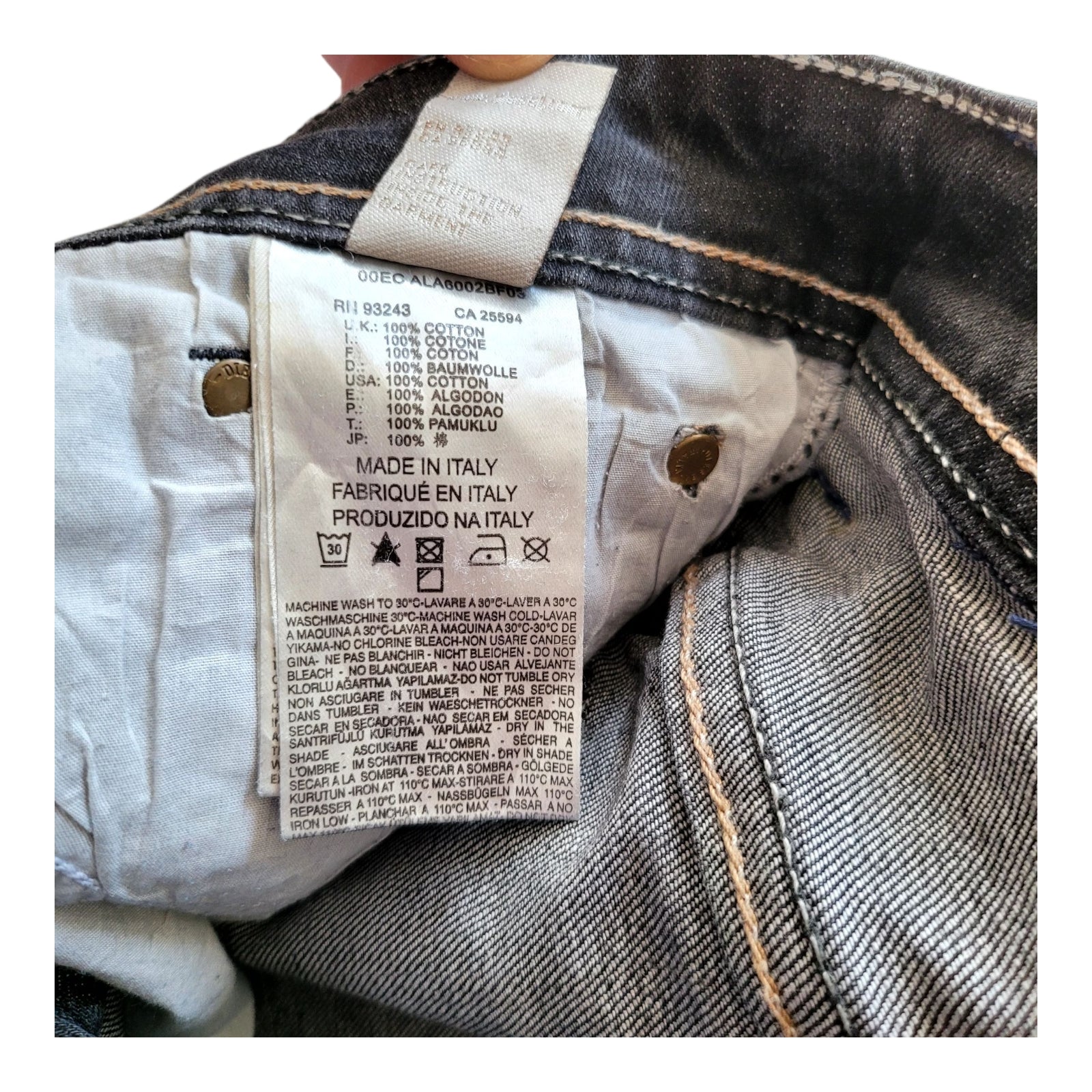 Vintage Diesel Industry Italy Jeans – W34 – Tapered Fit – Dark Grey - USASTARFASHION