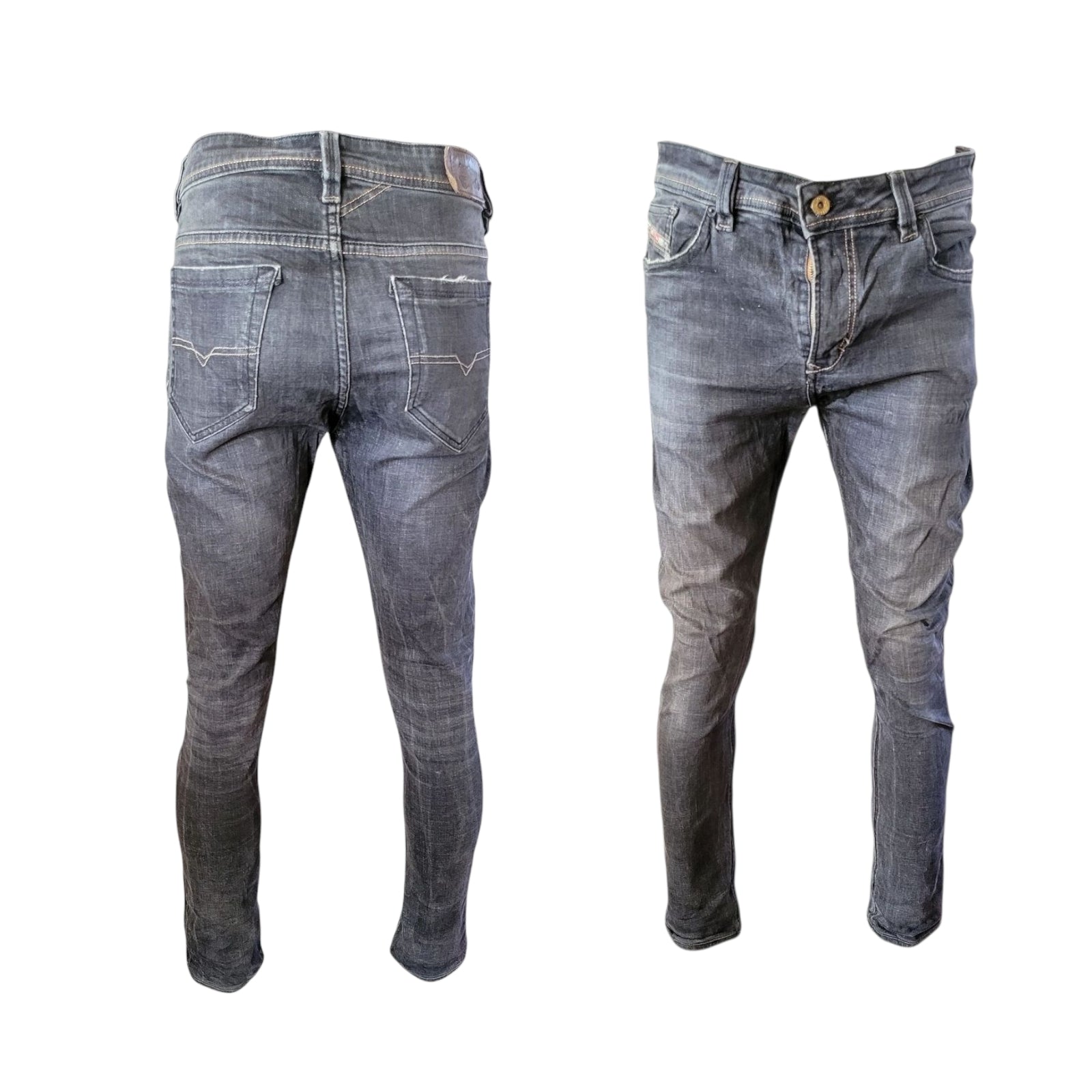 Vintage Diesel Industry Italy Jeans – W34 – Tapered Fit – Dark Grey - USASTARFASHION