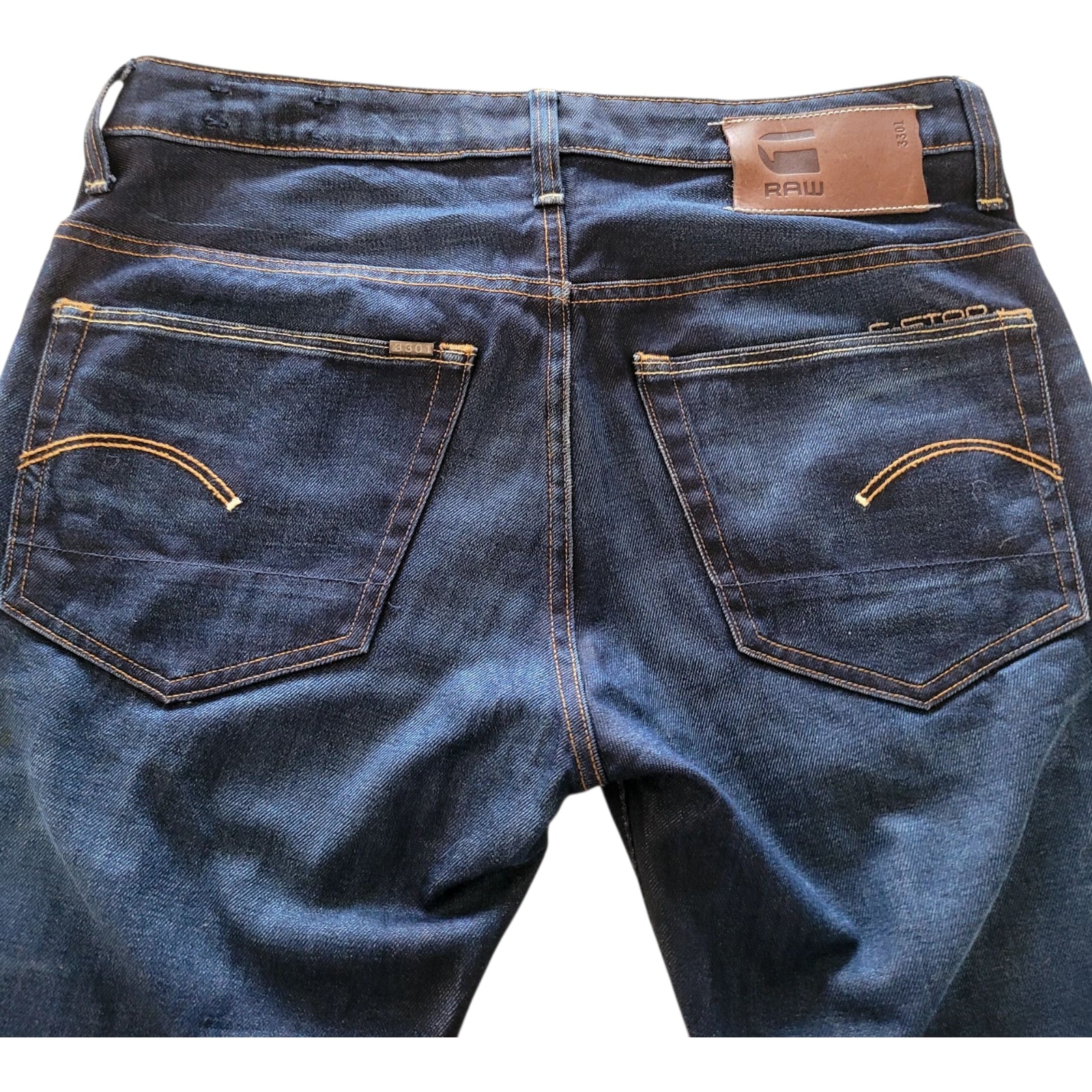 Vintage G-Star 3301 Low Tapered Jeans – W32 L34 – Dark Blue - USASTARFASHION