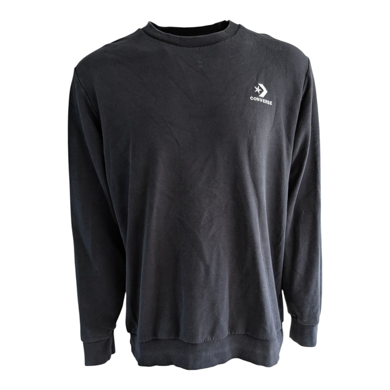 Converse Men’s Sweater XXL – Black Logo Pullover - USASTARFASHION