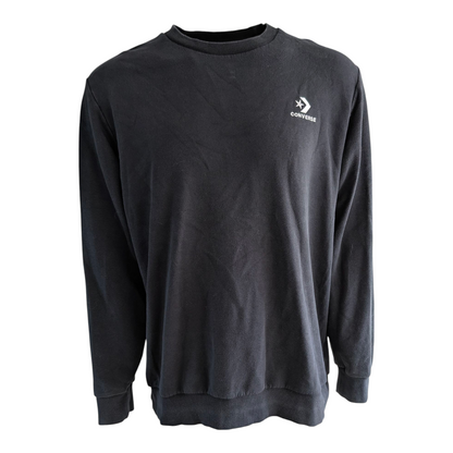 Converse Men’s Sweater XXL – Black Logo Pullover - USASTARFASHION