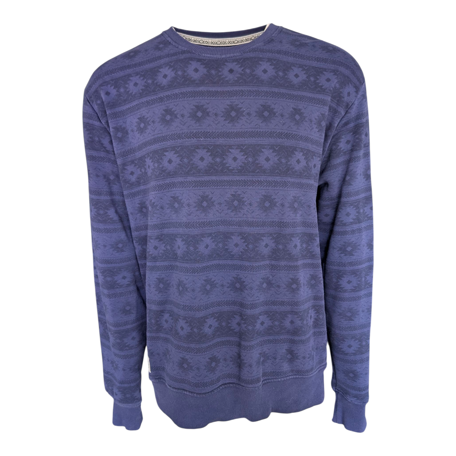 Saltrock Men’s Sweater Navy Blue Aztec Pattern Crewneck Pullover Size XL Cotton - USASTARFASHION