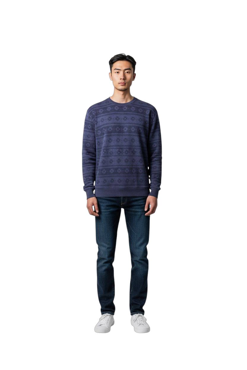 Saltrock Men’s Sweater Navy Blue Aztec Pattern Crewneck Pullover Size XL Cotton - USASTARFASHION