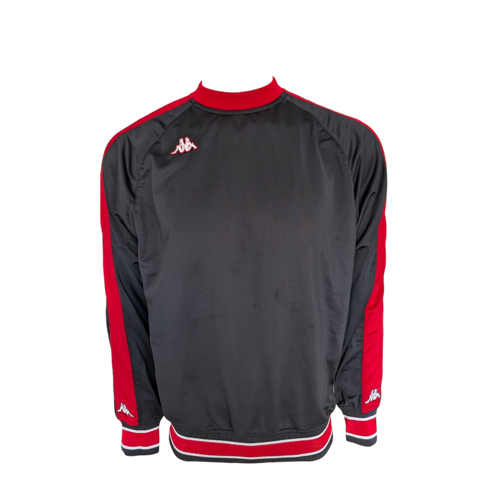 Kappa Youth XL Black Red Pullover Sweatshirt Training Top Logo Crew Neck - USASTARFASHION