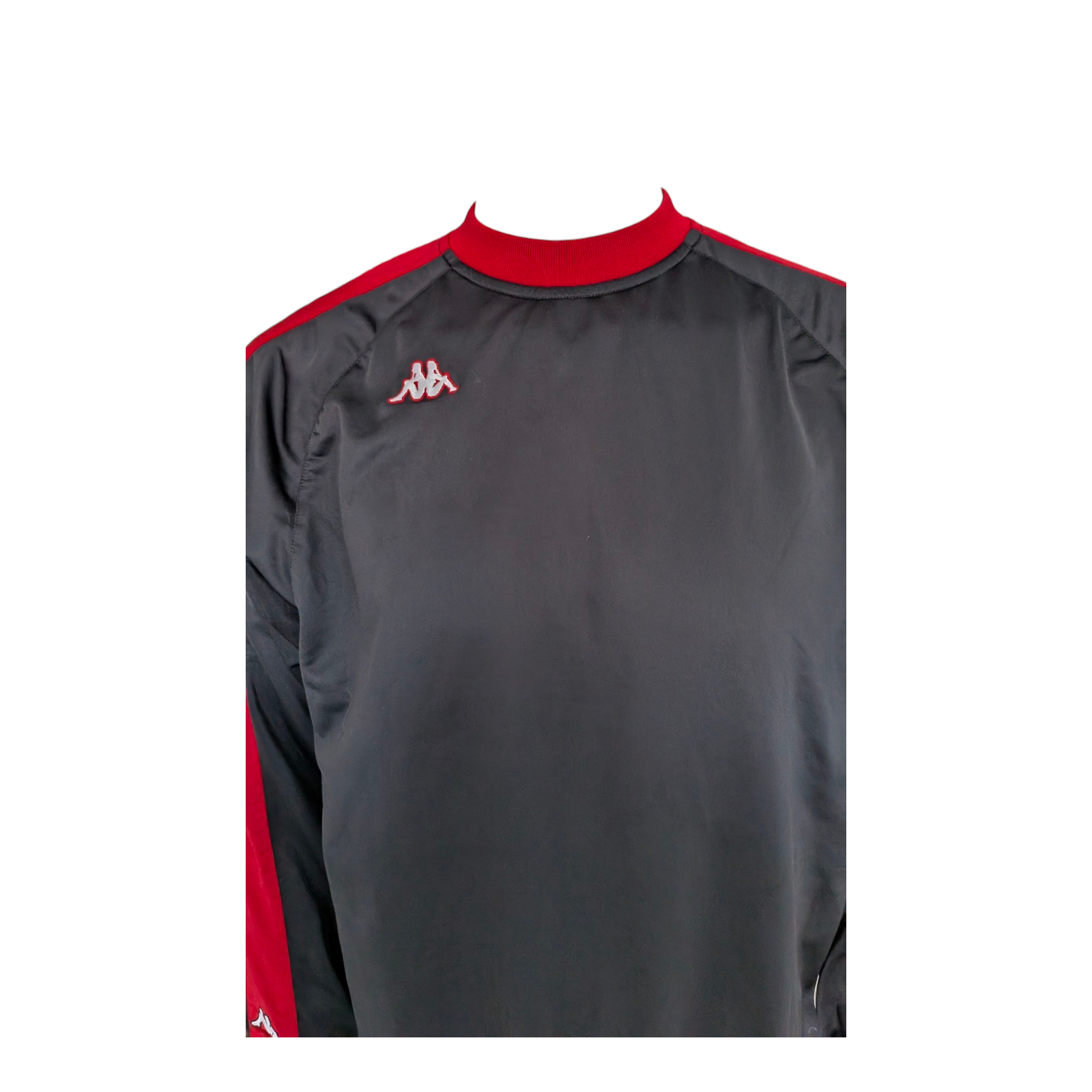 Kappa Youth XL Black Red Pullover Sweatshirt Training Top Logo Crew Neck - USASTARFASHION