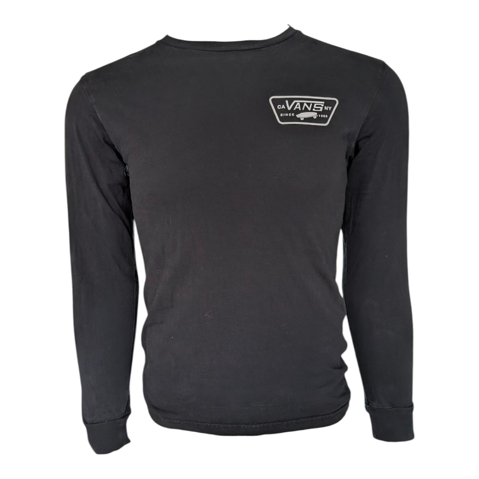 Vans Men’s Small Black Long Sleeve T-Shirt Classic Fit CA NY Logo 100% Cotton - USASTARFASHION