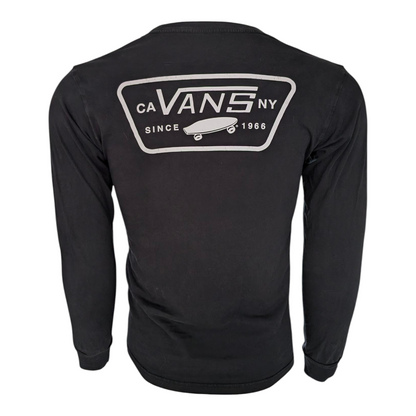 Vans Men’s Small Black Long Sleeve T-Shirt Classic Fit CA NY Logo 100% Cotton - USASTARFASHION
