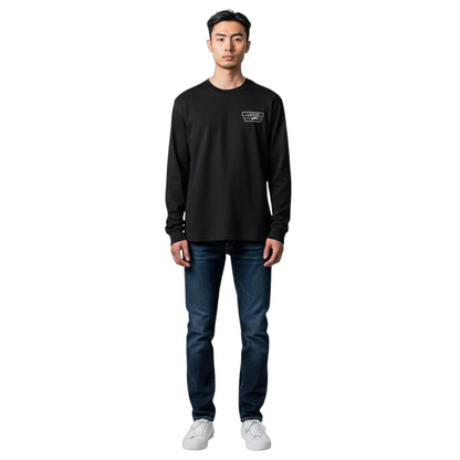 Vans Men’s Small Black Long Sleeve T-Shirt Classic Fit CA NY Logo 100% Cotton - USASTARFASHION