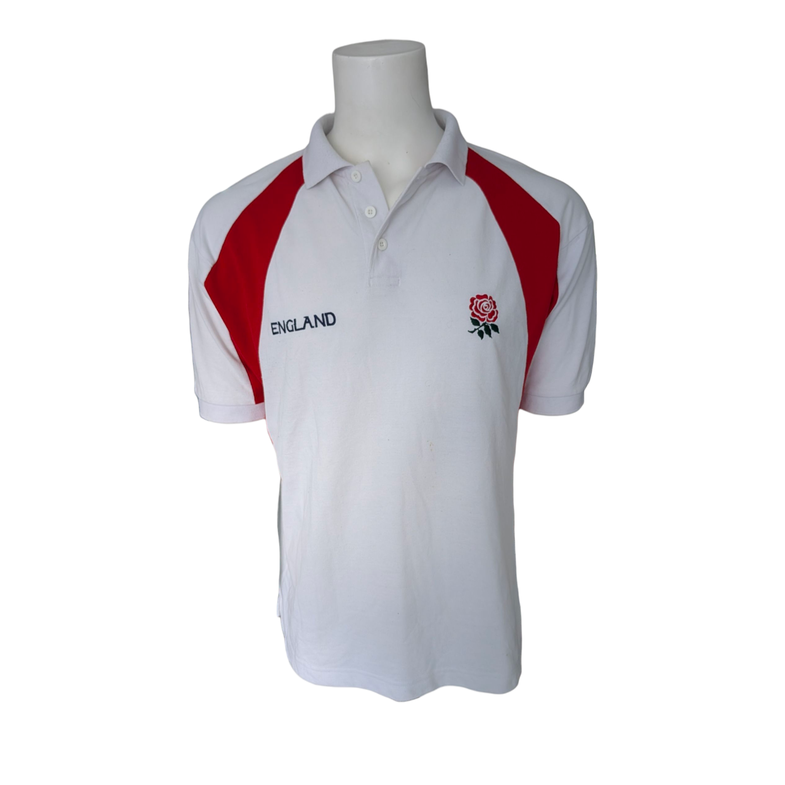 England Rugby Polo Shirt Men’s Size L White Red Rose Crest Short Sleeve Cotton B - USASTARFASHION