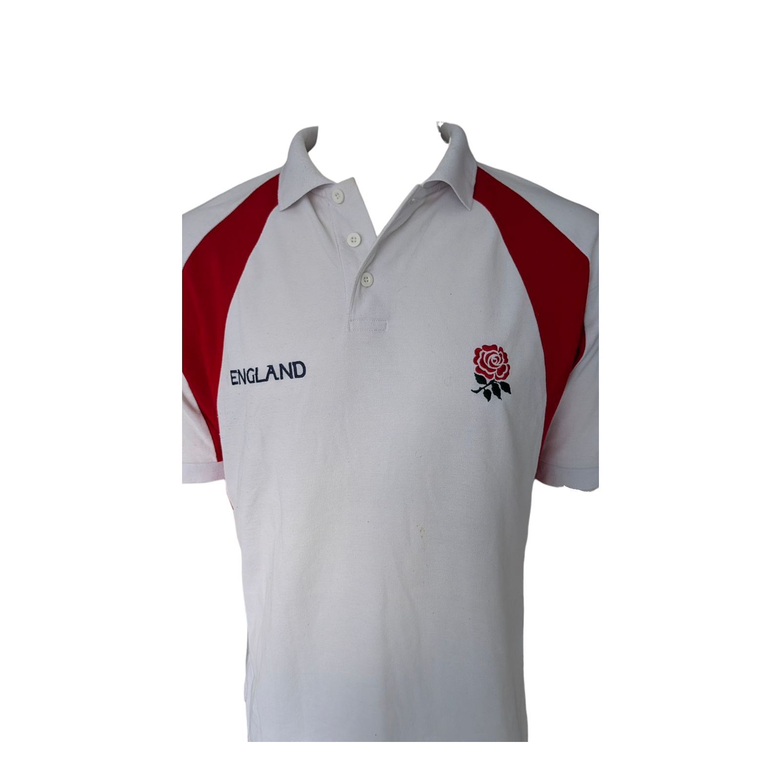 England Rugby Polo Shirt Men’s Size L White Red Rose Crest Short Sleeve Cotton B - USASTARFASHION