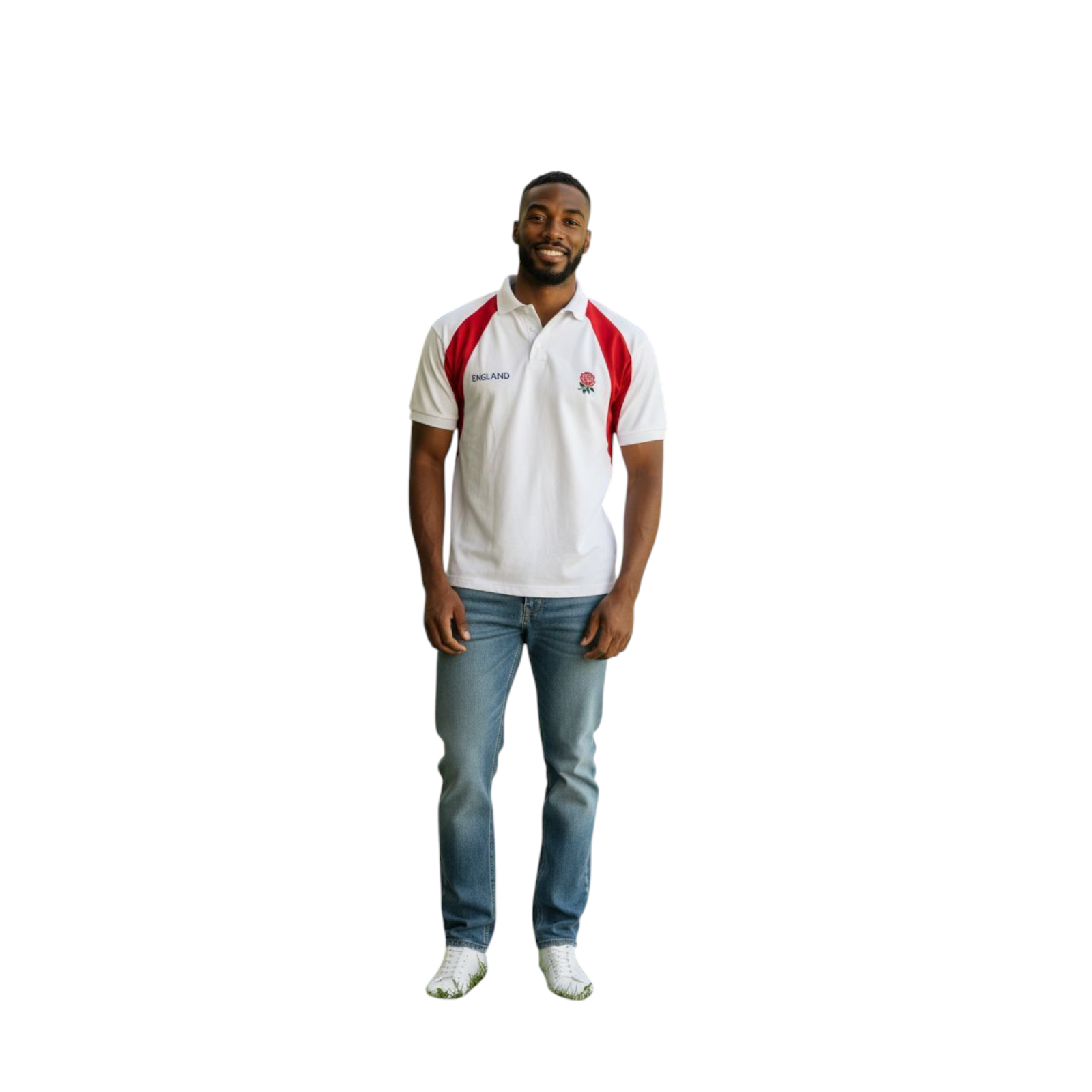 England Rugby Polo Shirt Men’s Size L White Red Rose Crest Short Sleeve Cotton B - USASTARFASHION