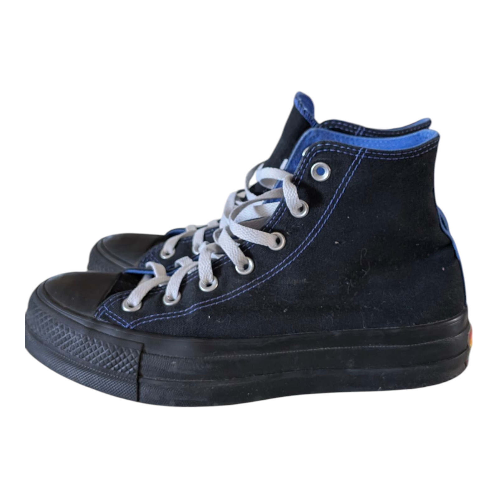 Converse Chuck Taylor All Star Hi Pride Edition UK 8 Black Rainbow Sole LGBTQ Sneakers - USASTARFASHION
