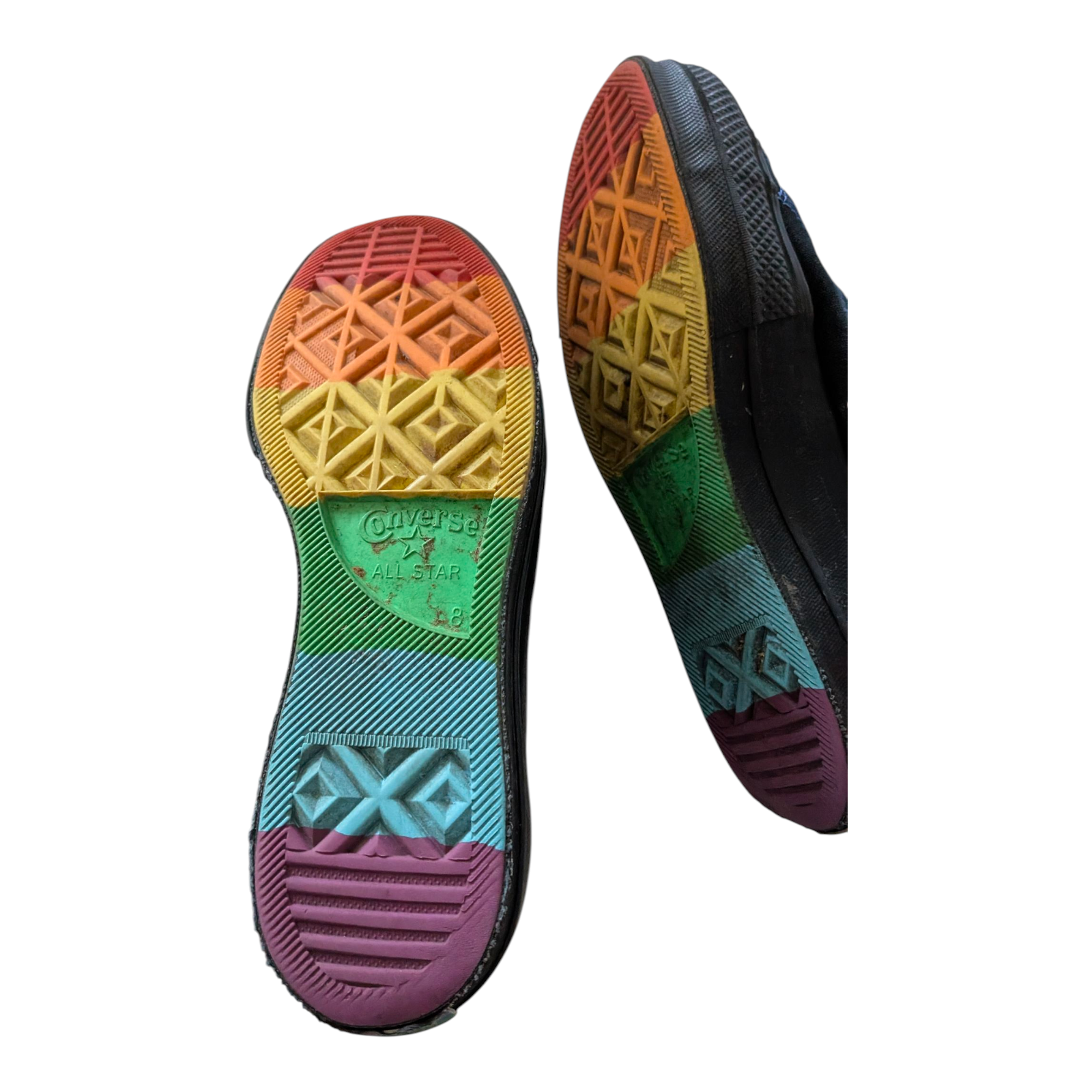 Converse Chuck Taylor All Star Hi Pride Edition UK 8 Black Rainbow Sole LGBTQ Sneakers - USASTARFASHION