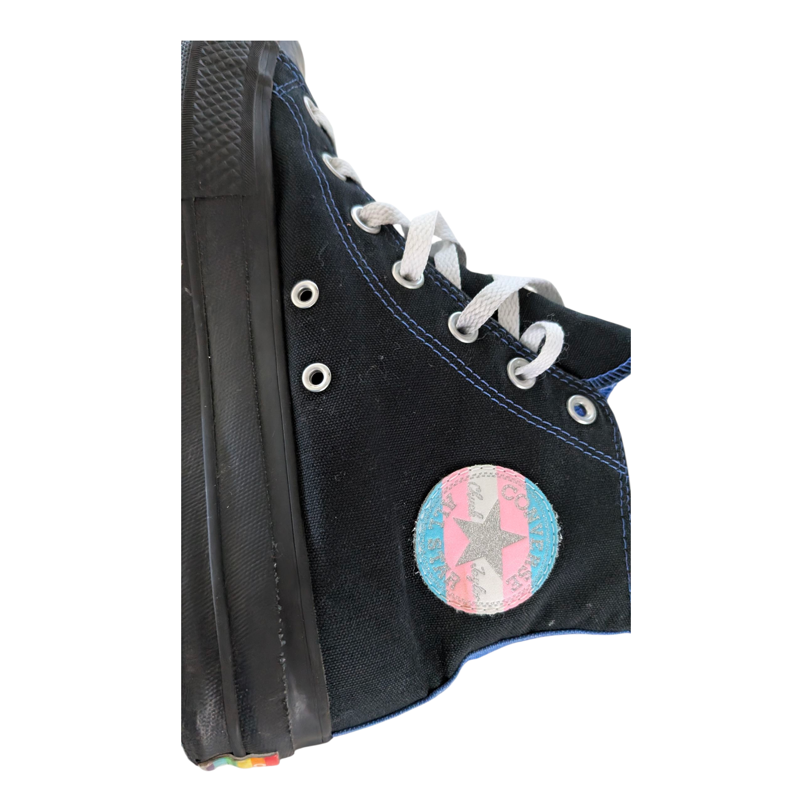 Converse Chuck Taylor All Star Hi Pride Edition UK 8 Black Rainbow Sole LGBTQ Sneakers - USASTARFASHION