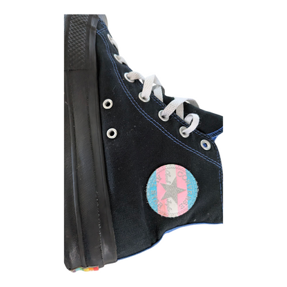 Converse Chuck Taylor All Star Hi Pride Edition UK 8 Black Rainbow Sole LGBTQ Sneakers - USASTARFASHION