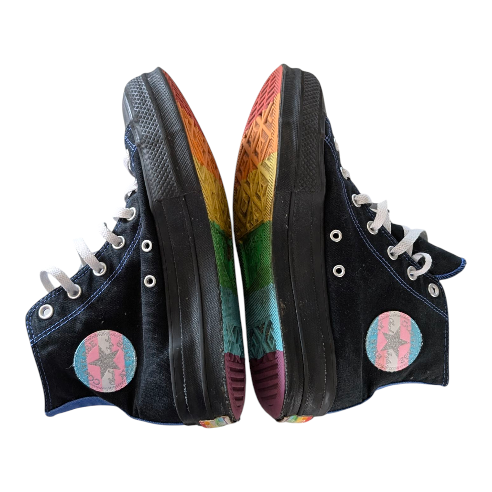 Converse Chuck Taylor All Star Hi Pride Edition UK 8 Black Rainbow Sole LGBTQ Sneakers - USASTARFASHION
