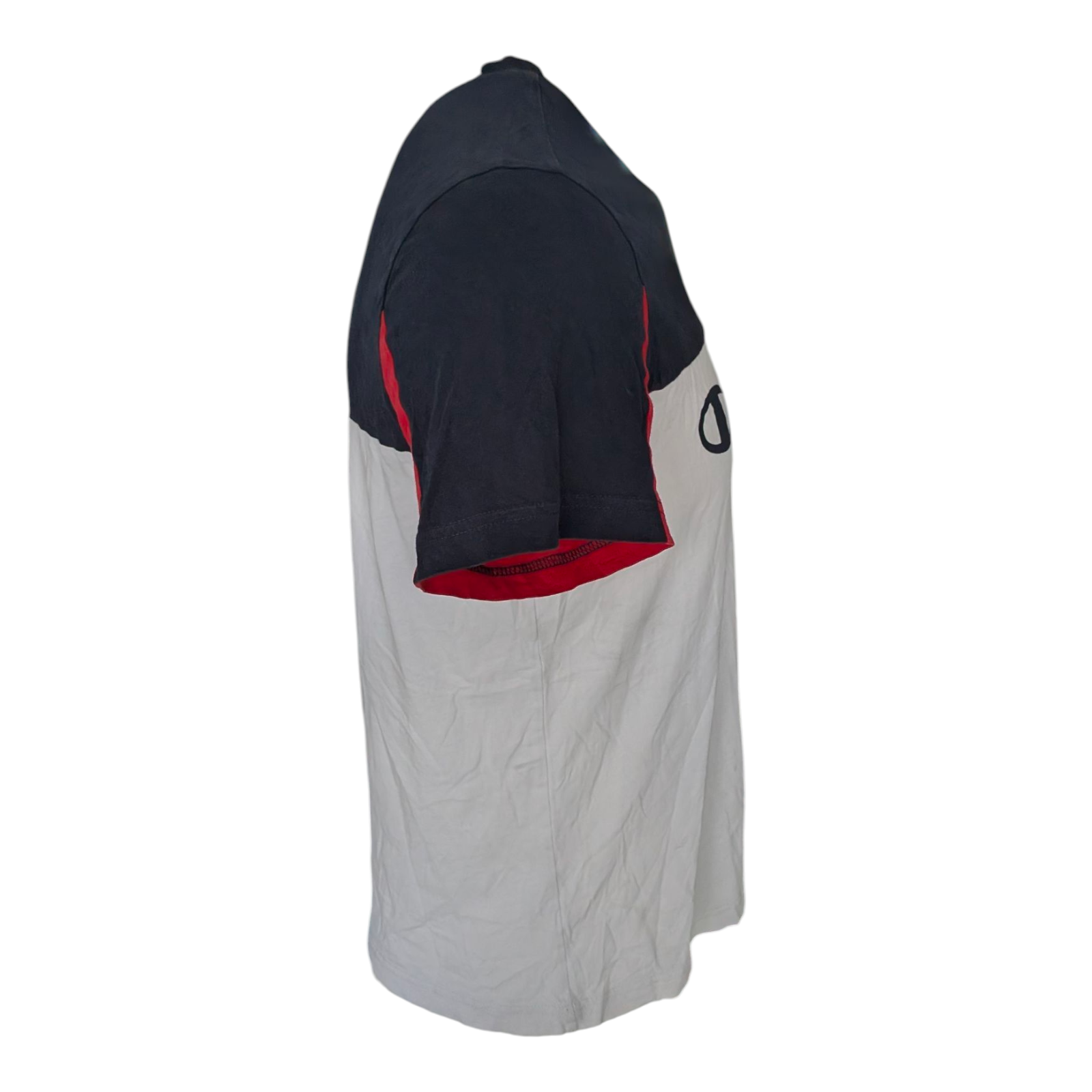 Champion Men’s T-Shirt Medium Navy White Red Color block Script Logo Tee - USASTARFASHION